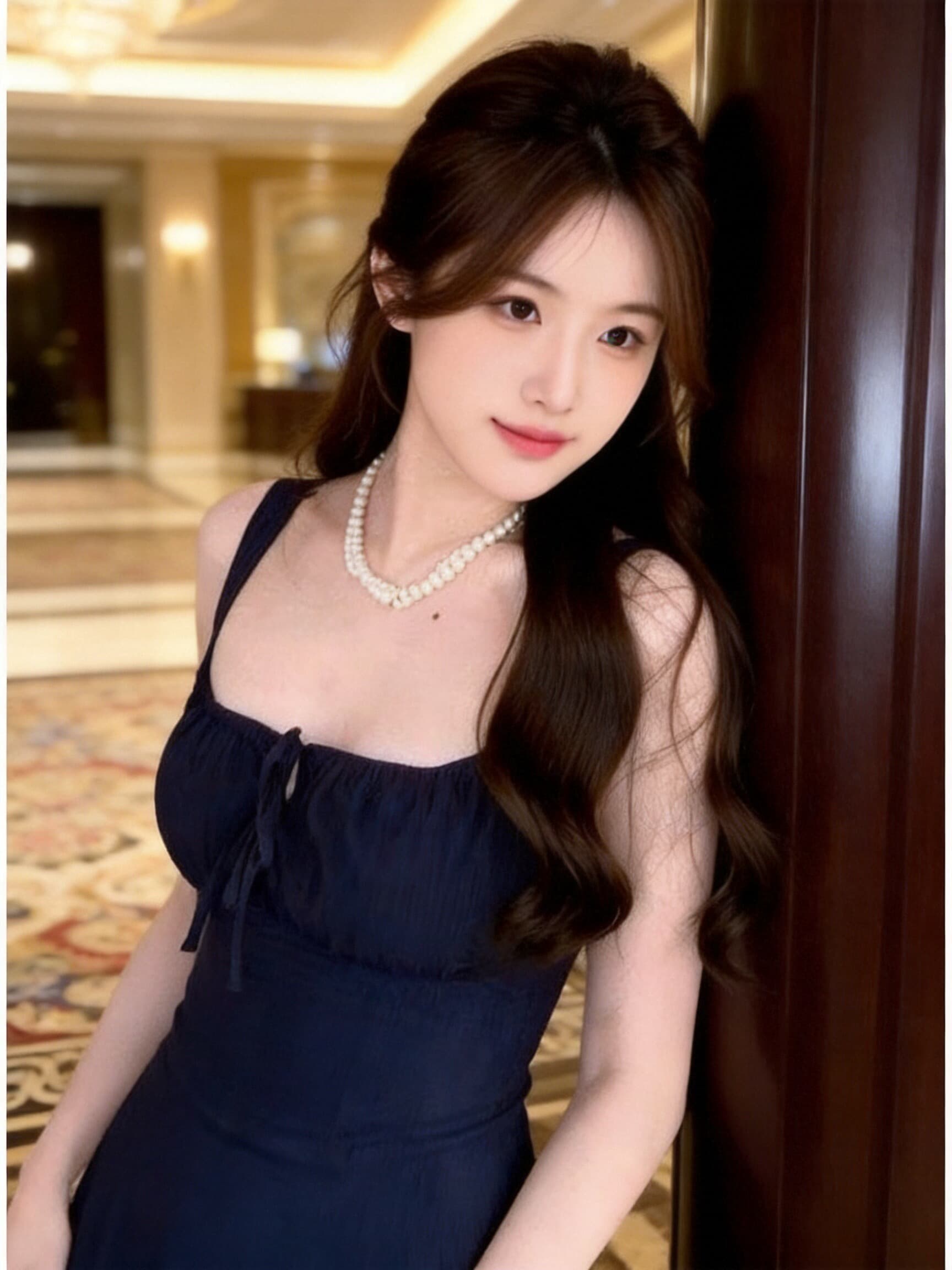 니트 허리 수축 하이웨이스트 슬립 드레스 롱 스커트 상세 이미지 5