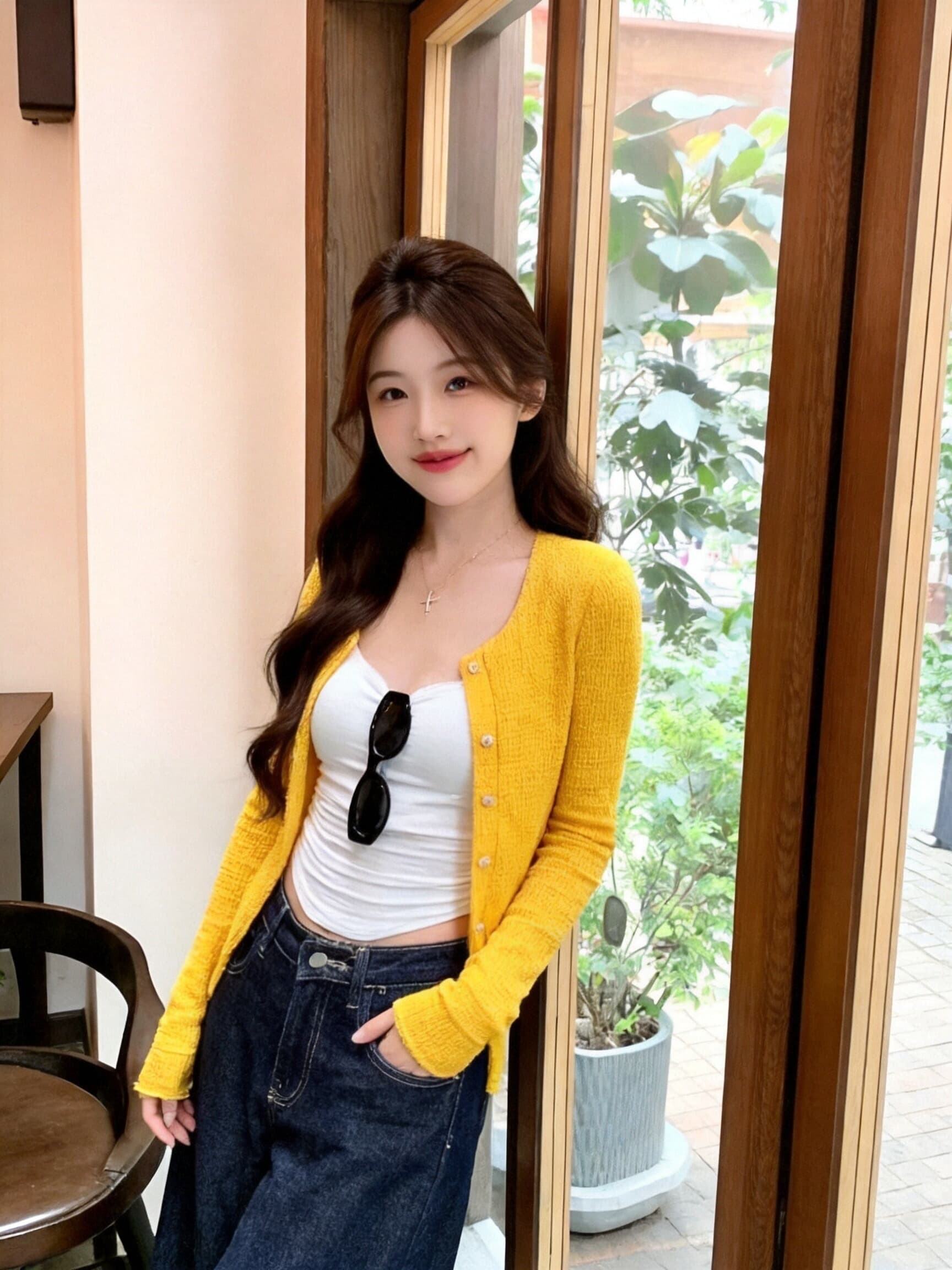 프릴 오픈 가디건 작은 외투 긴팔 맨위 여성 이미지 5