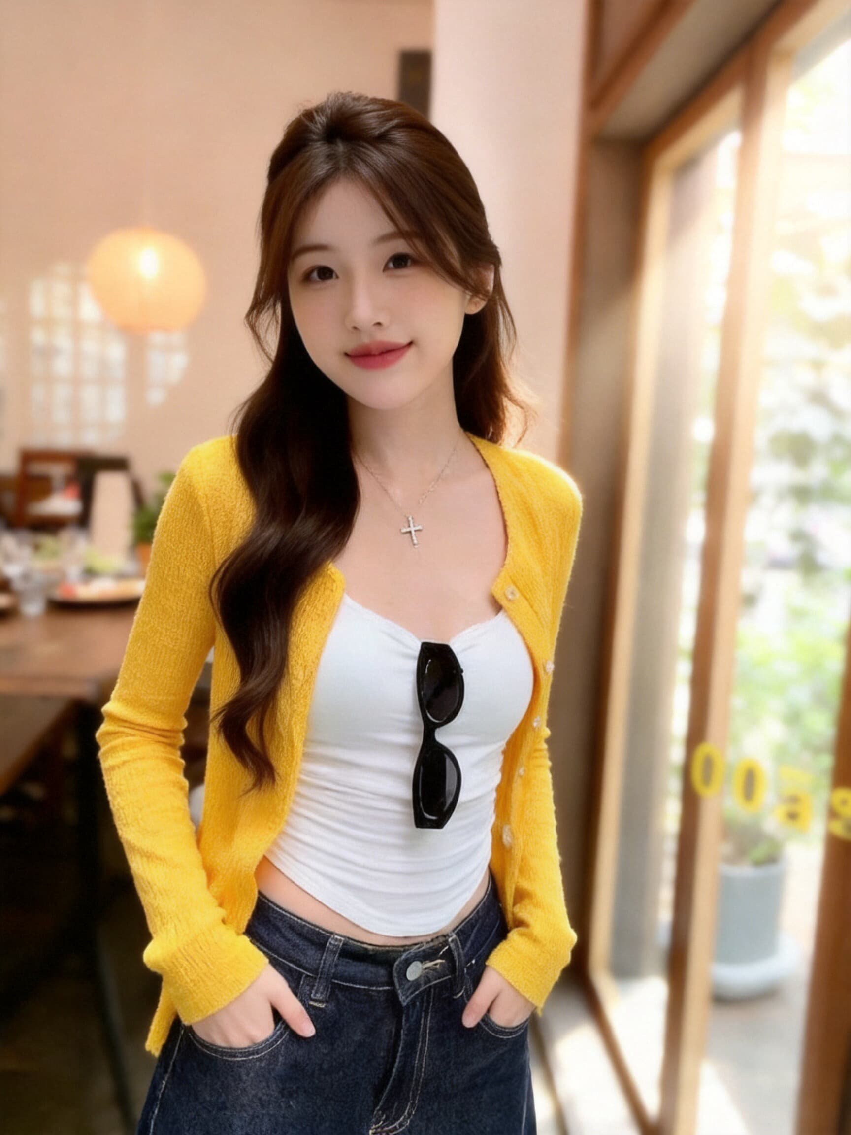 프릴 오픈 가디건 작은 외투 긴팔 맨위 여성 이미지 4