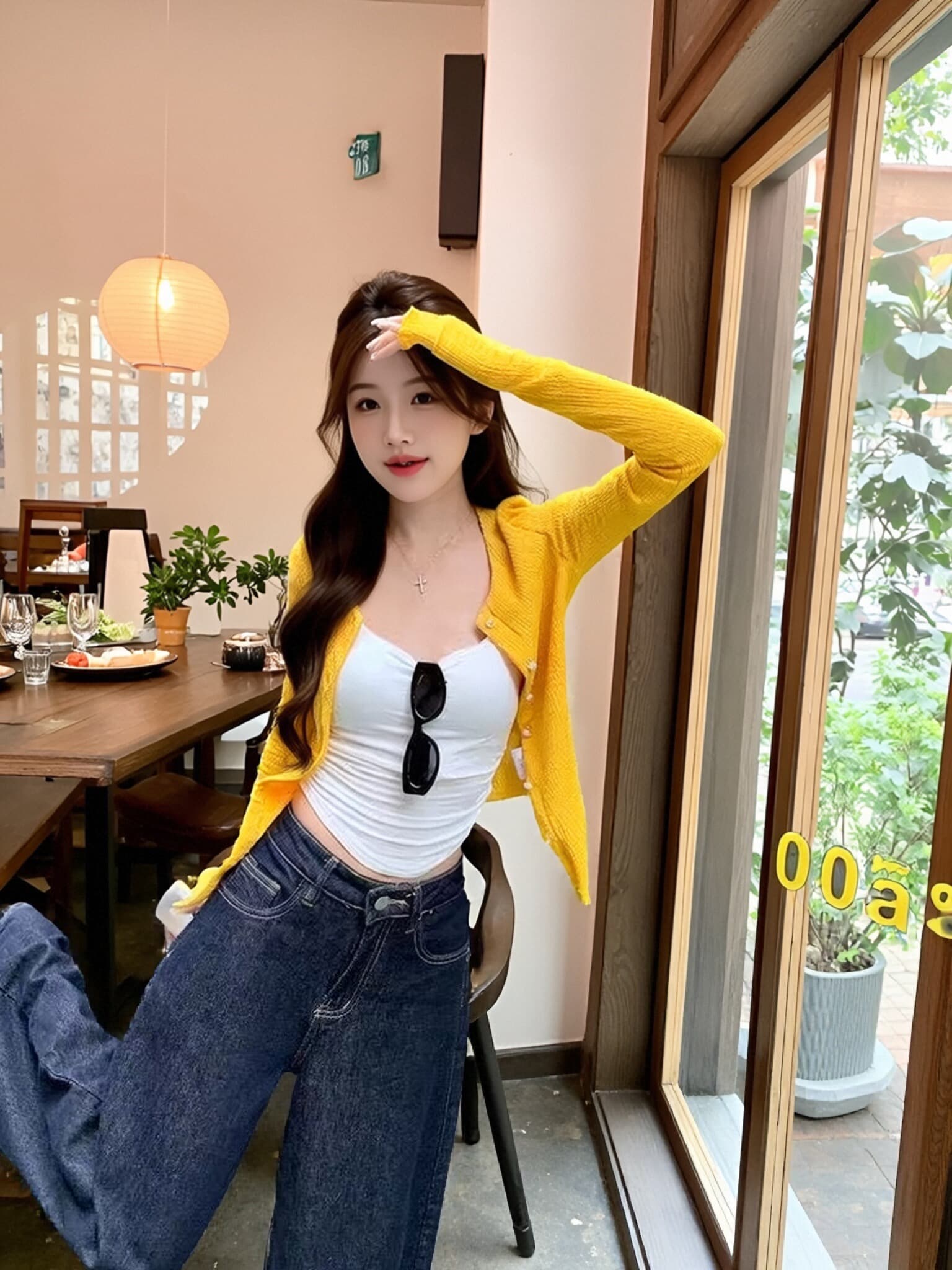 프릴 오픈 가디건 작은 외투 긴팔 맨위 여성 이미지 2