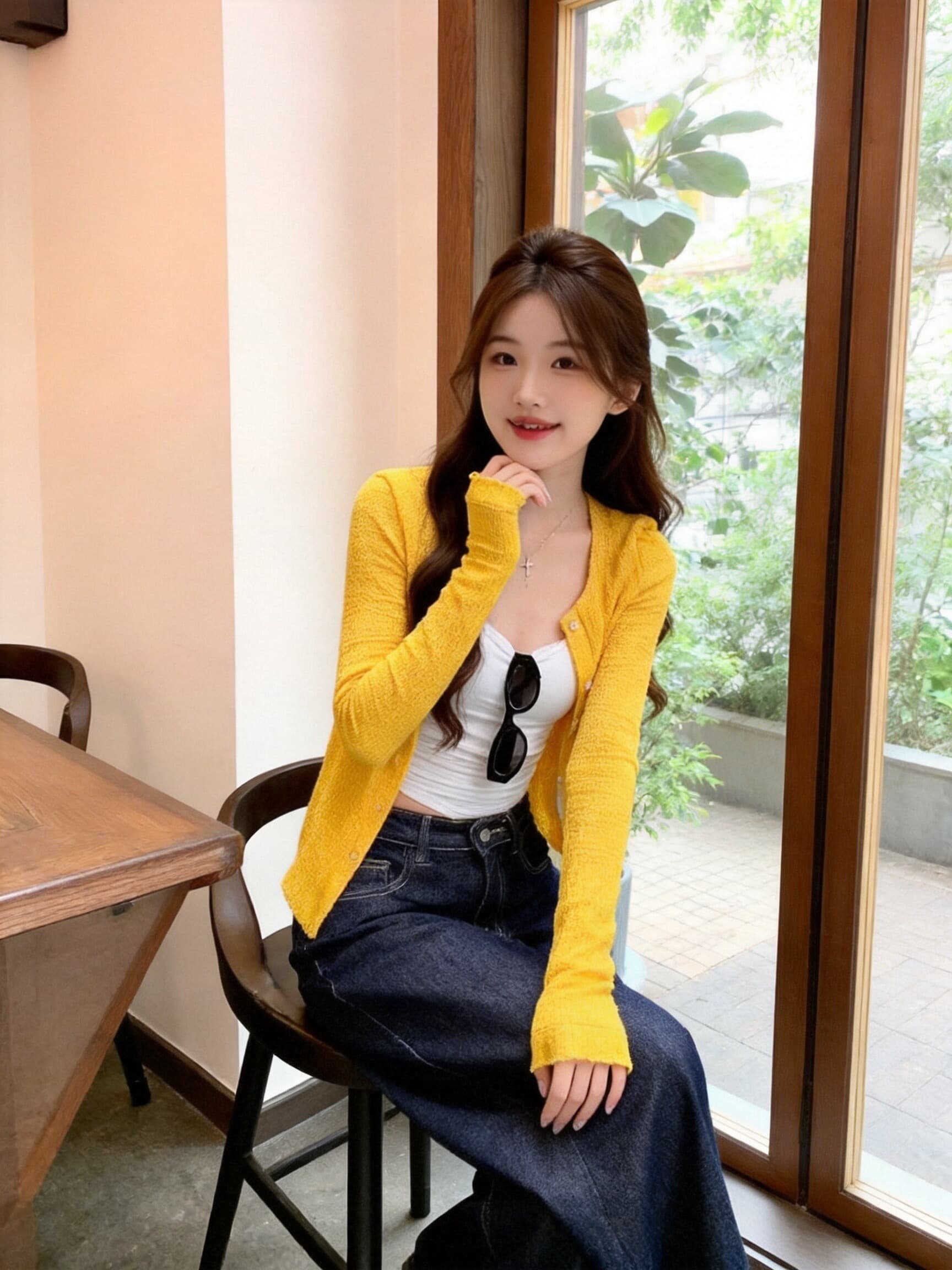프릴 오픈 가디건 작은 외투 긴팔 맨위 여성 상세 이미지 4