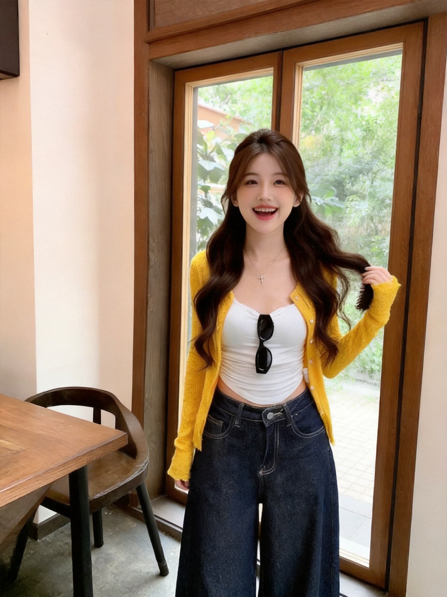 프릴 오픈 가디건 작은 외투 긴팔 맨위 여성 상세 이미지 5