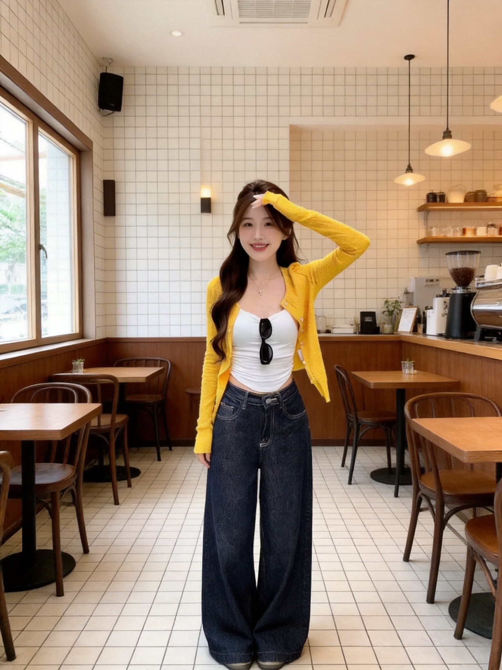프릴 오픈 가디건 작은 외투 긴팔 맨위 여성 상세 이미지 7