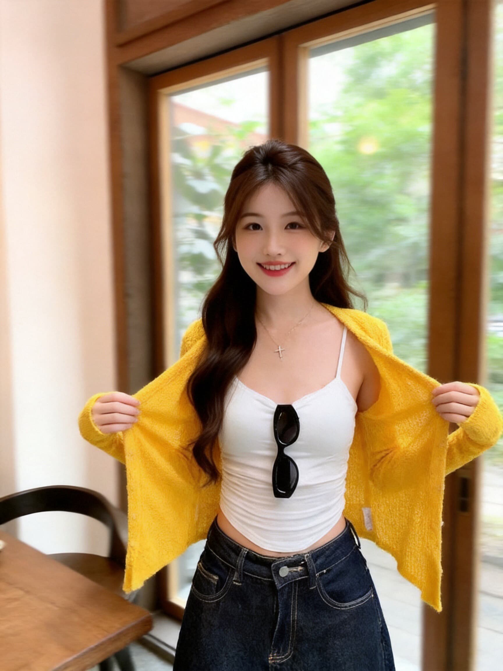 프릴 오픈 가디건 작은 외투 긴팔 맨위 여성 상세 이미지 8