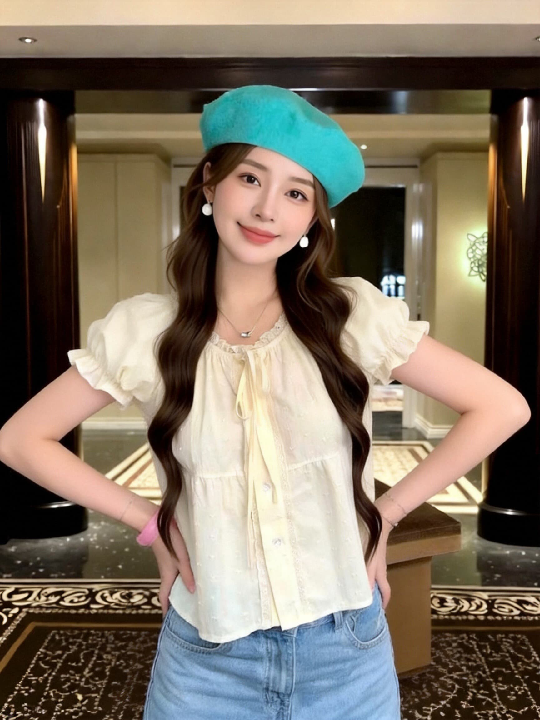 레이스 레이스 인형 거품 소매 맨위 상세 이미지 3
