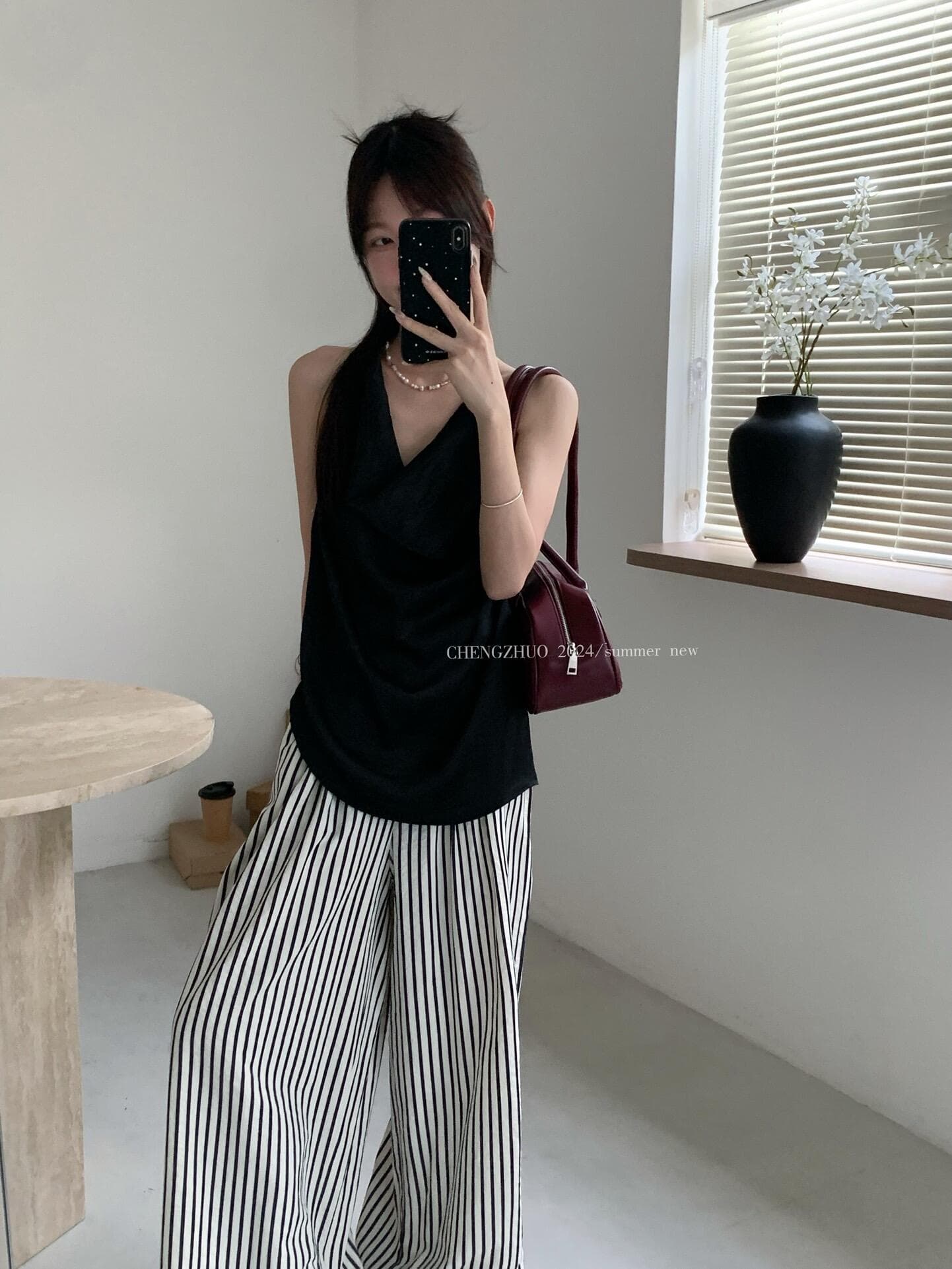 흔들다 칼라 민소매 행침 목 백리스 맨위 여성 상세 이미지 2