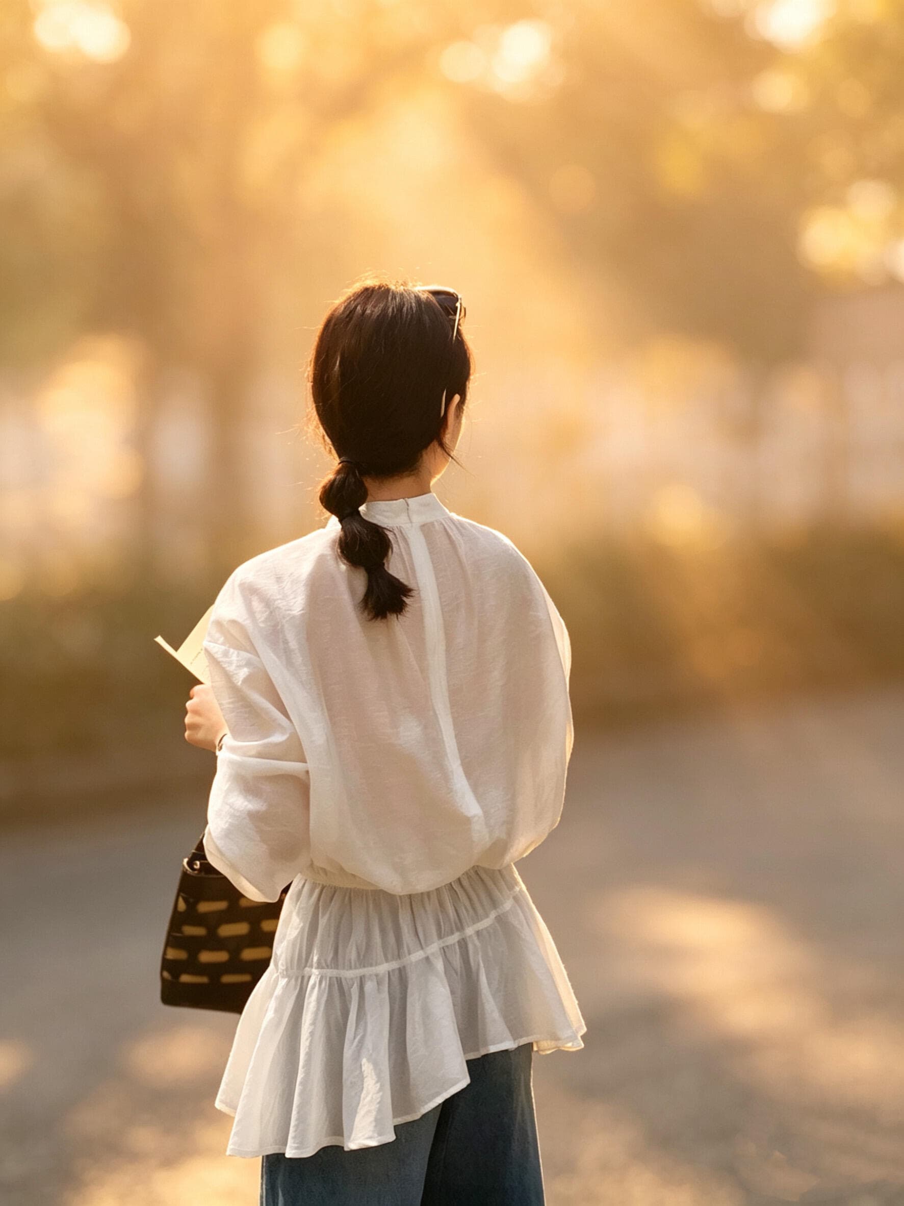 가을 느슨함 분위기 센스 피부 통기성 허리밴드 셔츠 상세 이미지 5