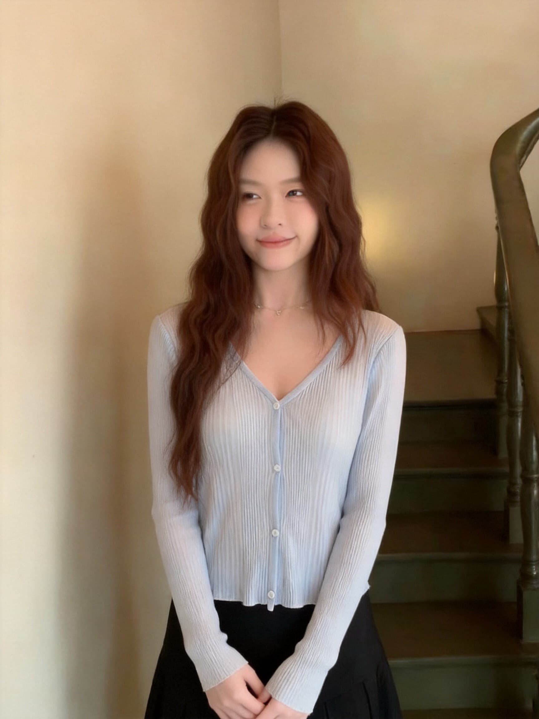 얼음 실크 작은 열림 셔츠 자외선 차단 블라우스 에어컨 셔츠 이미지 4
