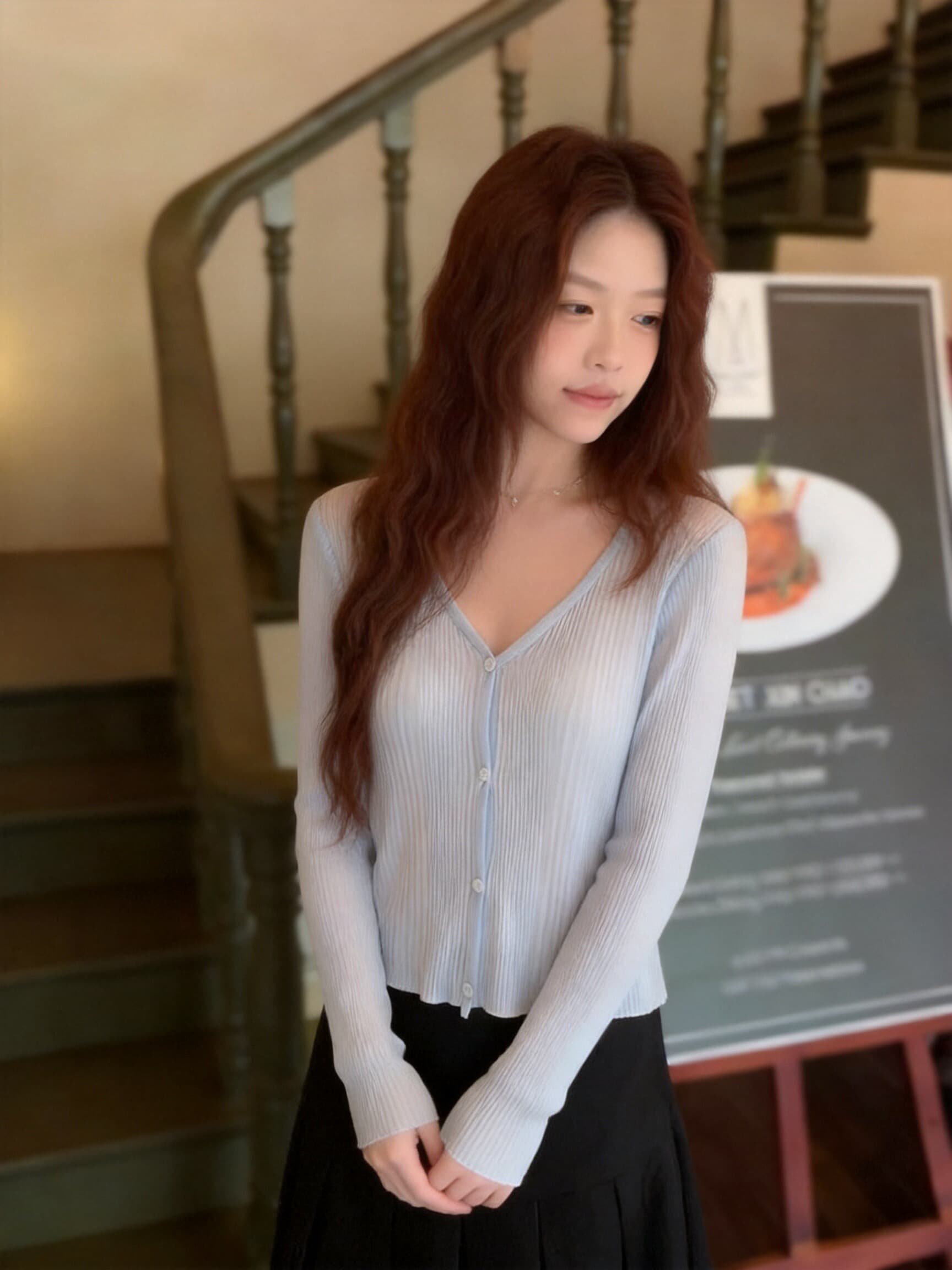 얼음 실크 작은 열림 셔츠 자외선 차단 블라우스 에어컨 셔츠 이미지 2