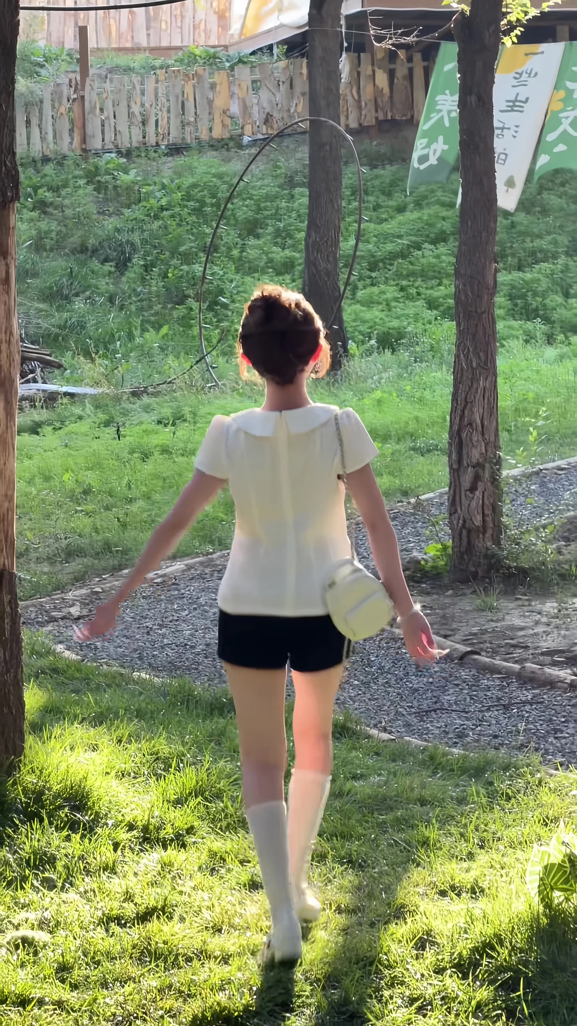 면 린넨 베이비 칼라 나비 매듭 허리 수축 반팔 맨위 여성 상세 이미지 14