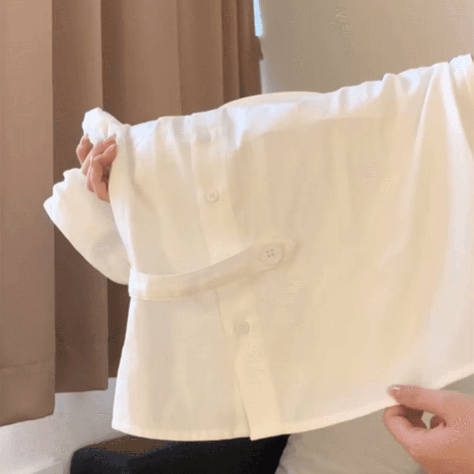 불규칙 베이비 칼라 거품 소매 여성 셔츠 상세 이미지 12