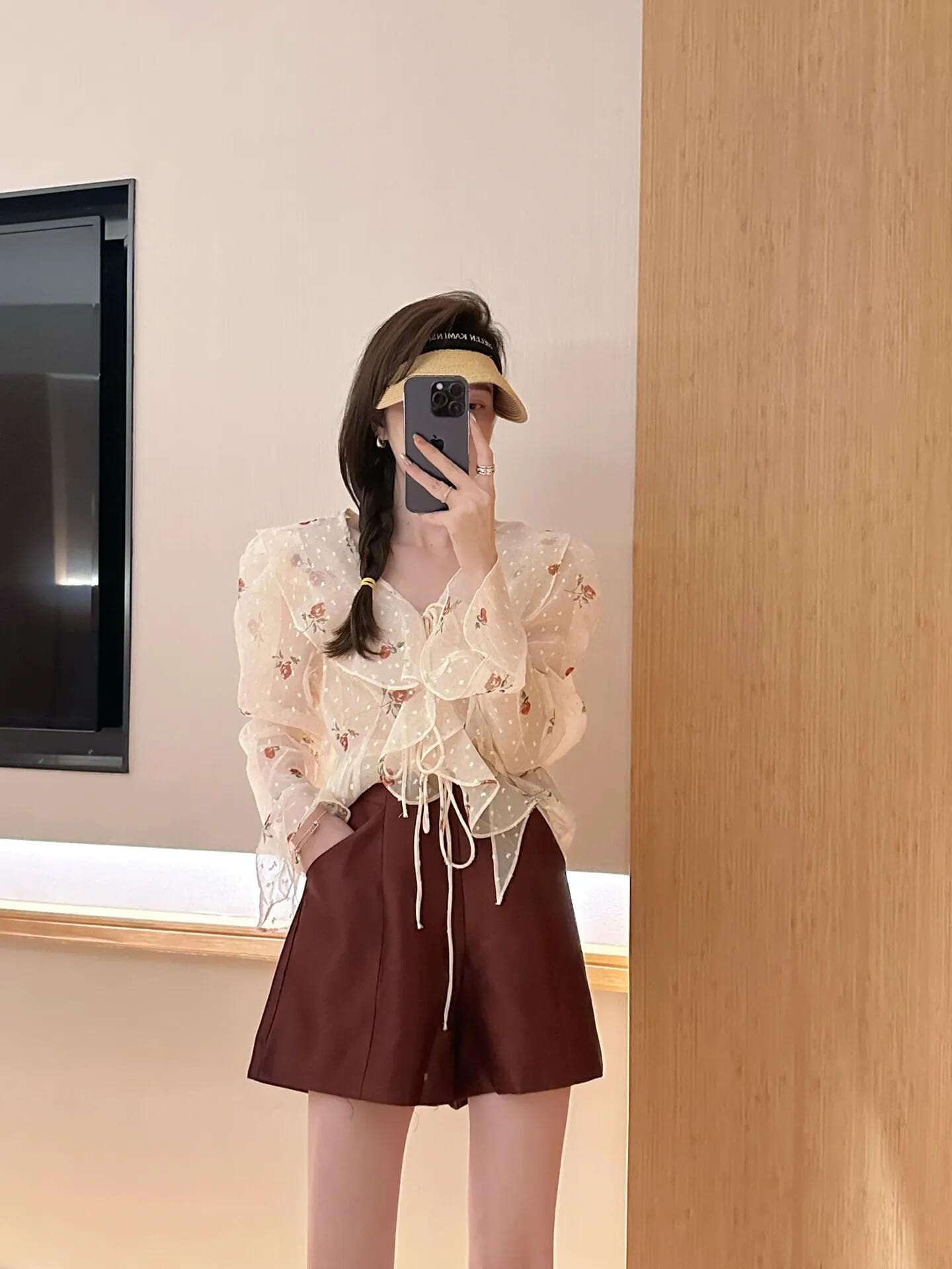 가을 꽃무늬 자외선 차단 나팔 긴팔 맨위 상세 이미지 5