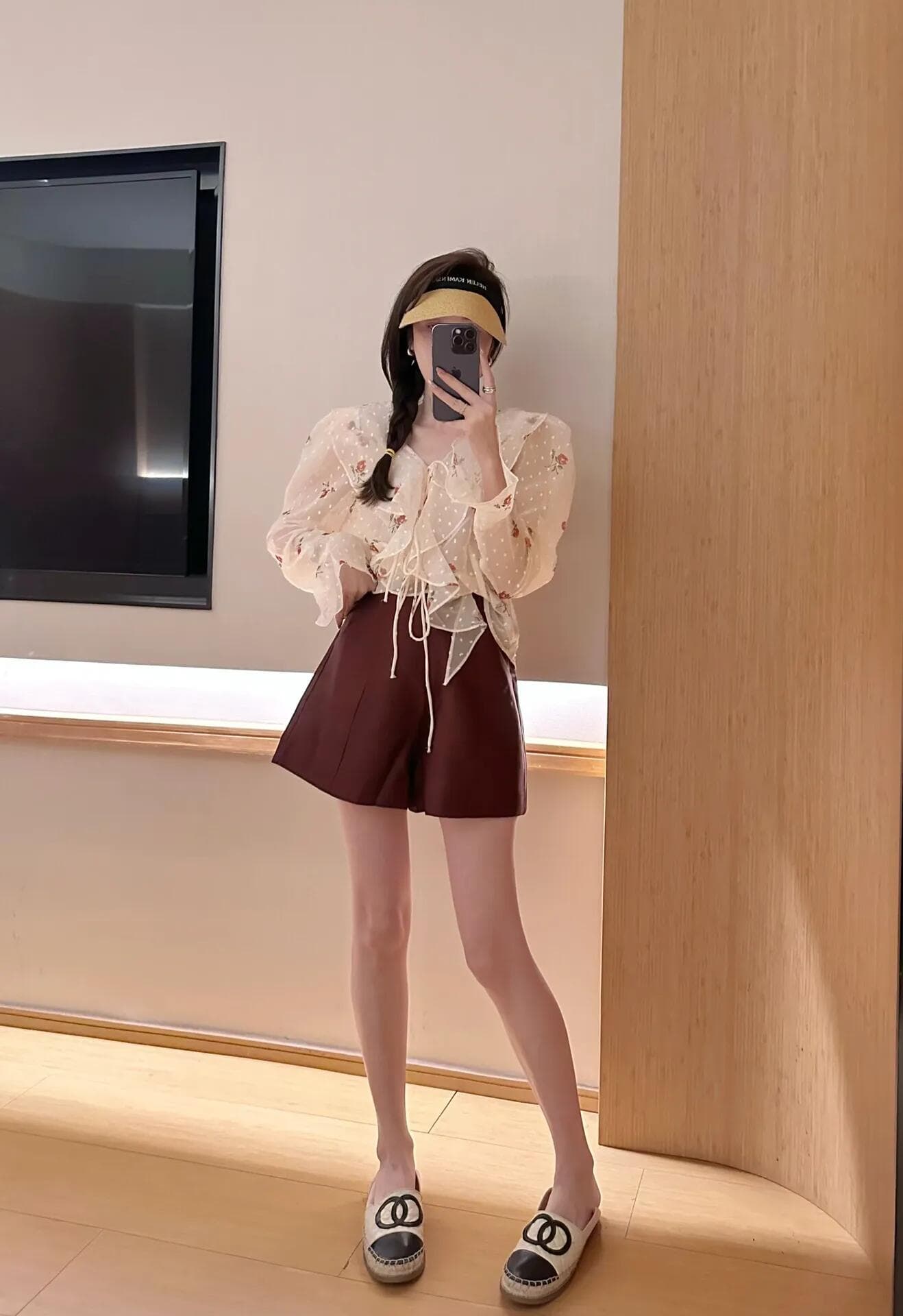 가을 꽃무늬 자외선 차단 나팔 긴팔 맨위 상세 이미지 6