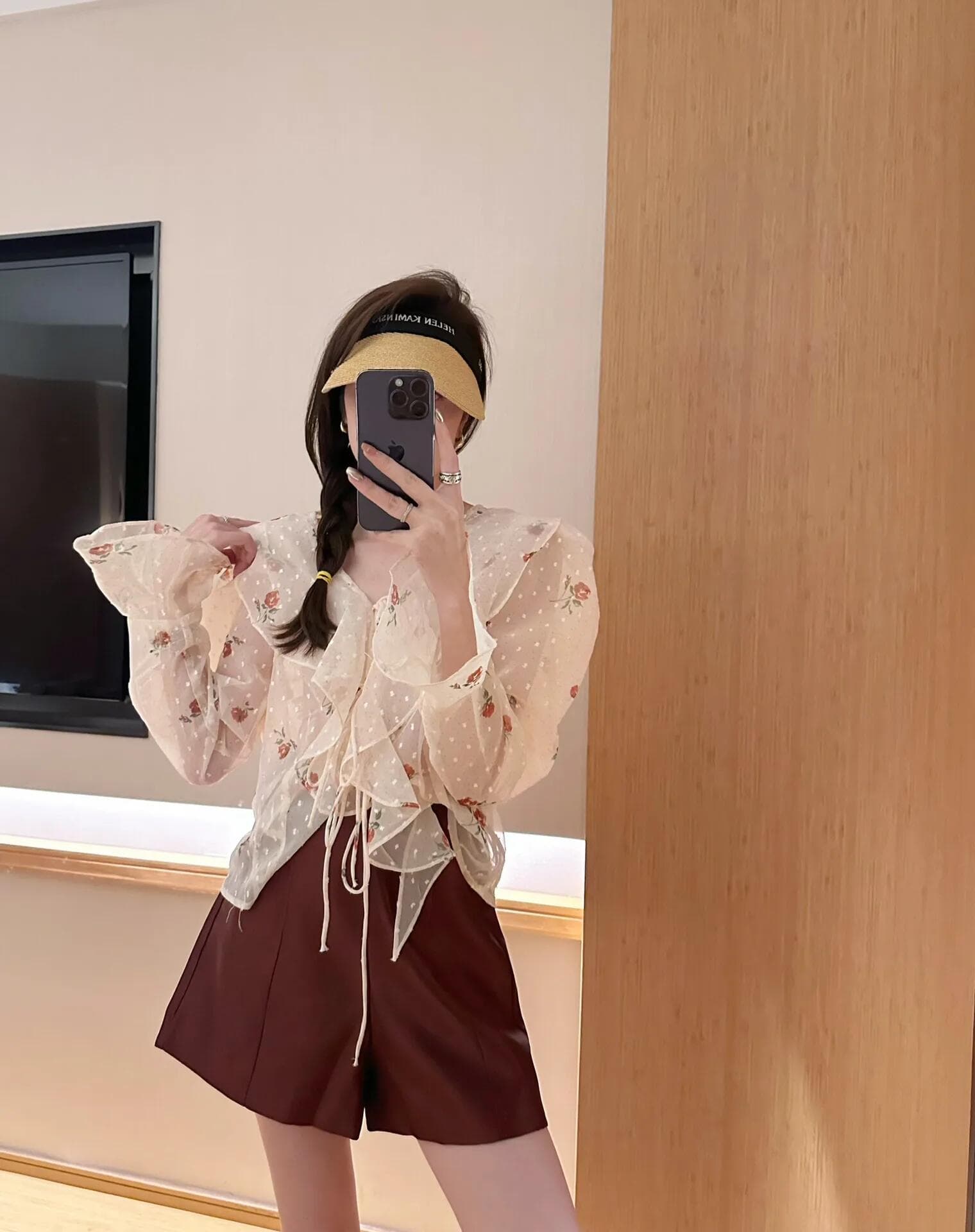 가을 꽃무늬 자외선 차단 나팔 긴팔 맨위 상세 이미지 7
