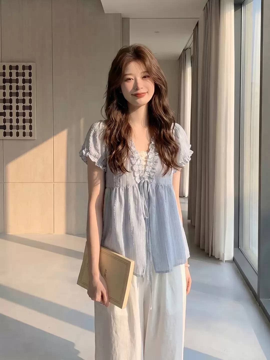 페이크 레이어드 프릴 셔츠 맨위