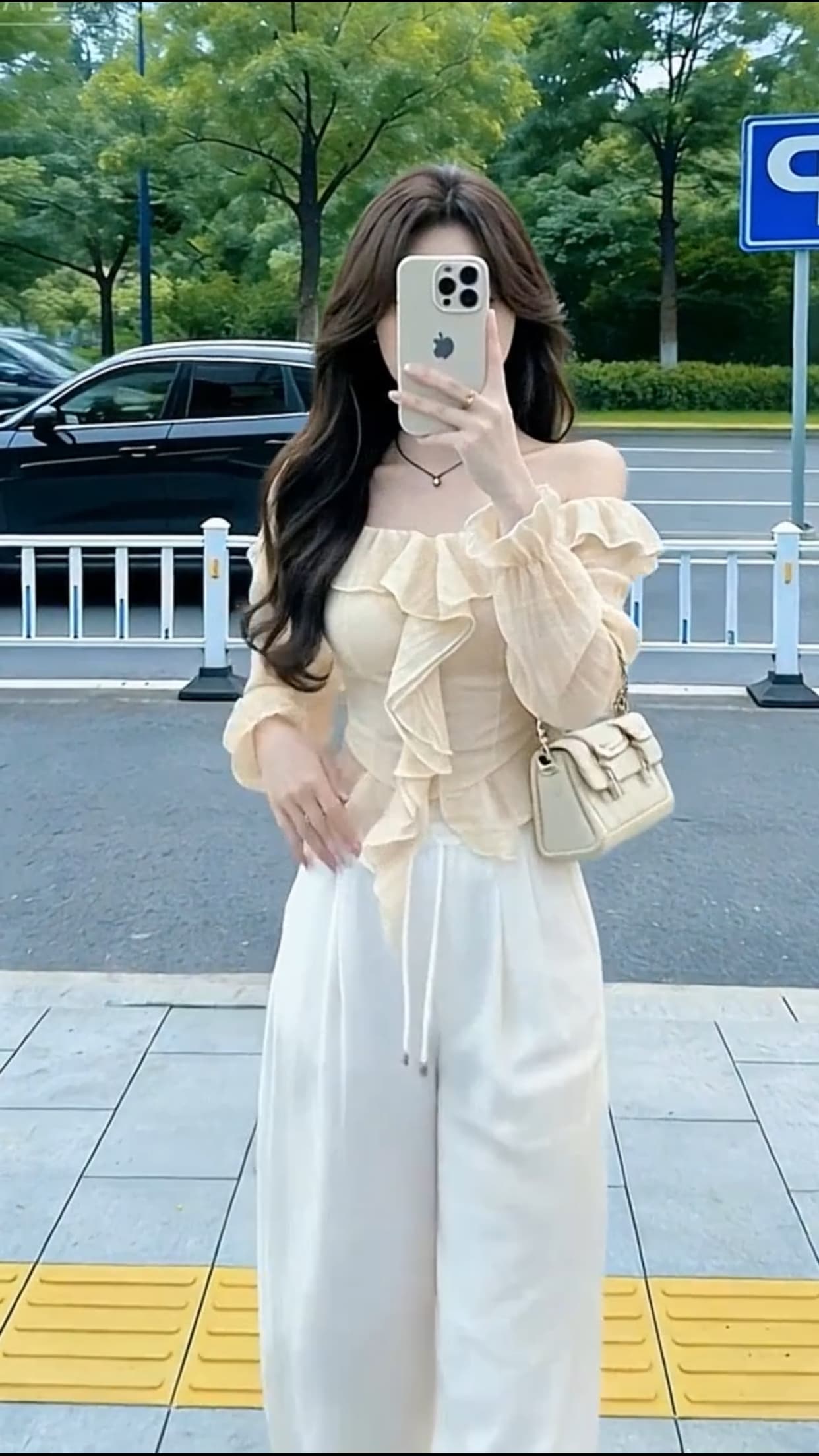 가을 프릴 한 단어 오프숄더 맨위 상세 이미지 2