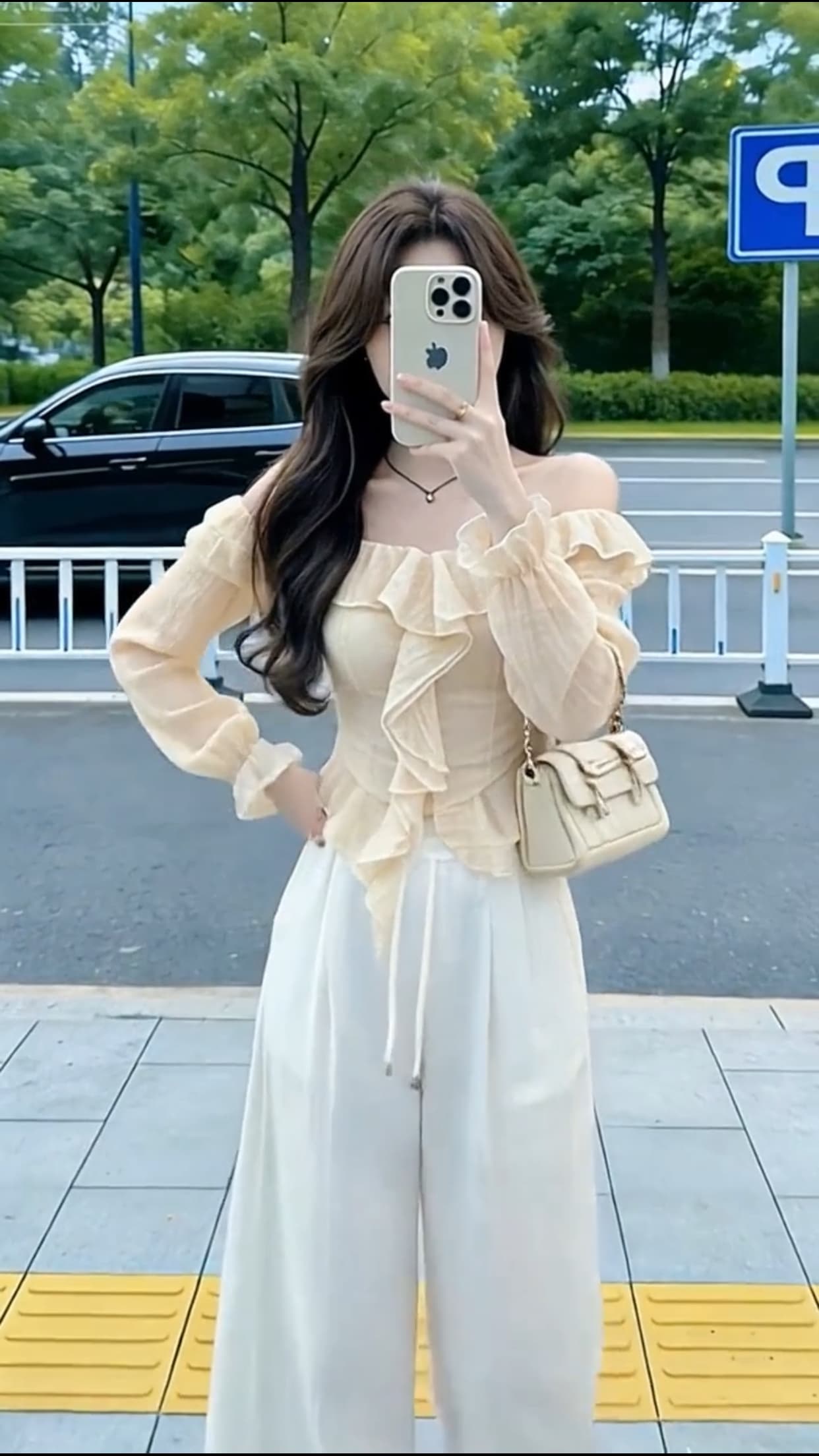 가을 프릴 한 단어 오프숄더 맨위 상세 이미지 3