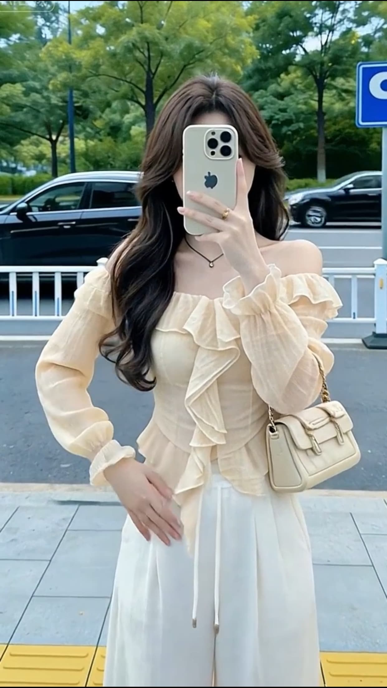 가을 프릴 한 단어 오프숄더 맨위 상세 이미지 4