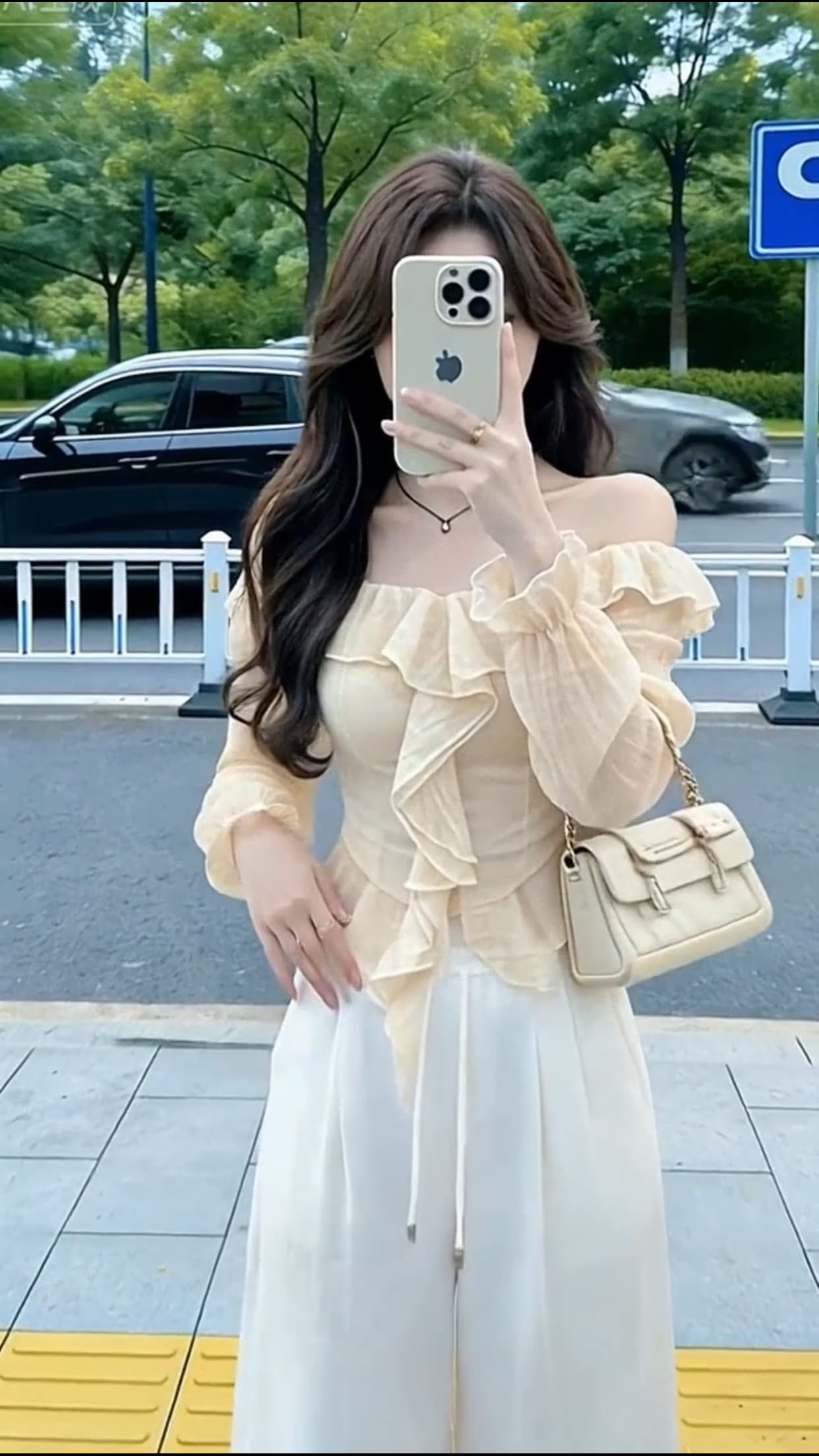 가을 프릴 한 단어 오프숄더 맨위 상세 이미지 7