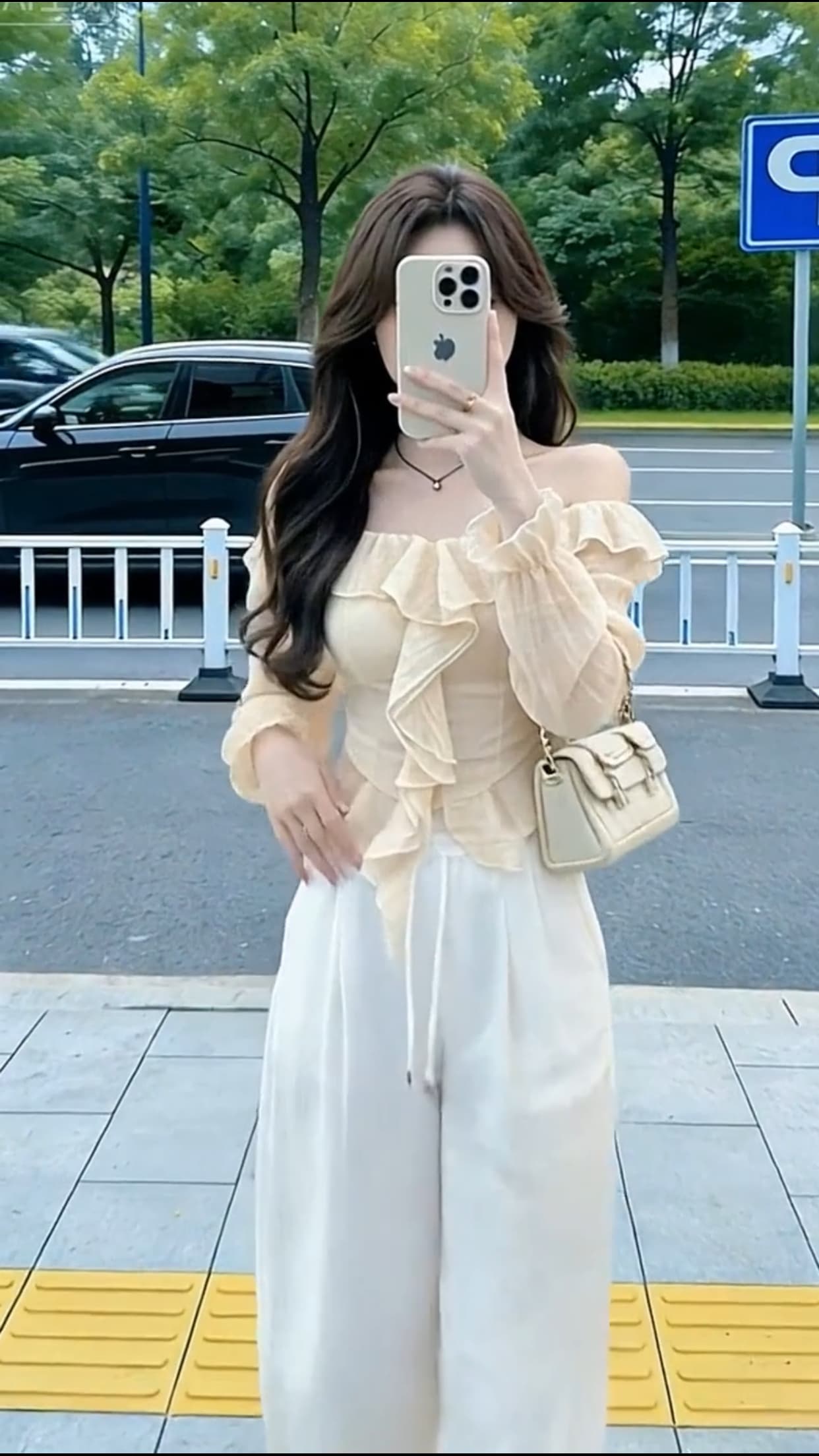 가을 프릴 한 단어 오프숄더 맨위 상세 이미지 8