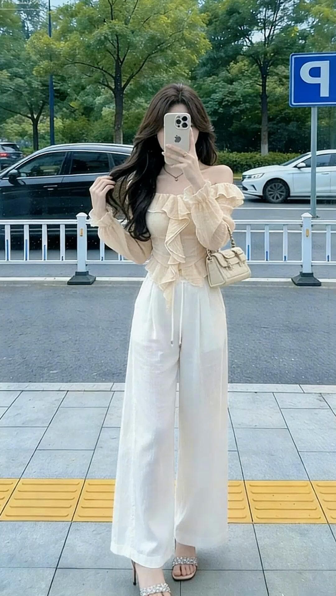 가을 프릴 한 단어 오프숄더 맨위 상세 이미지 11