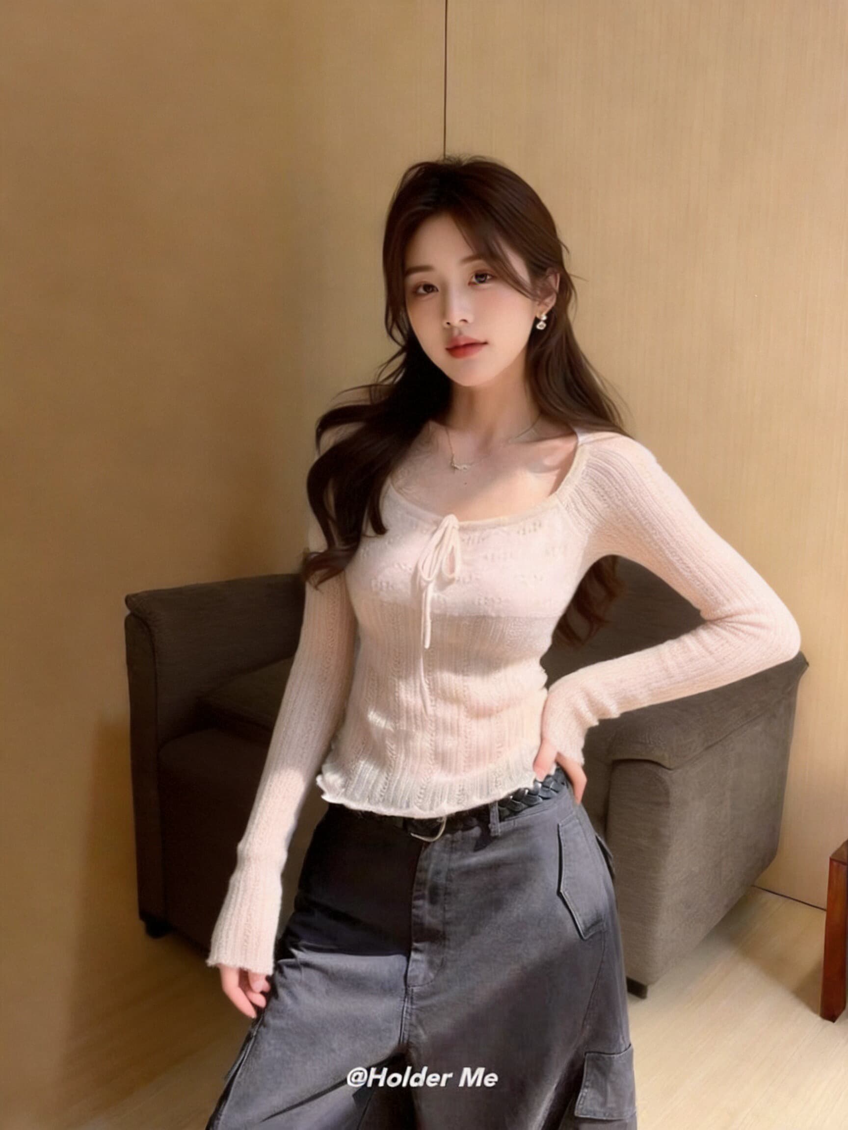 가을 홀로우 아웃 블라우스 맨위 상세 이미지 3