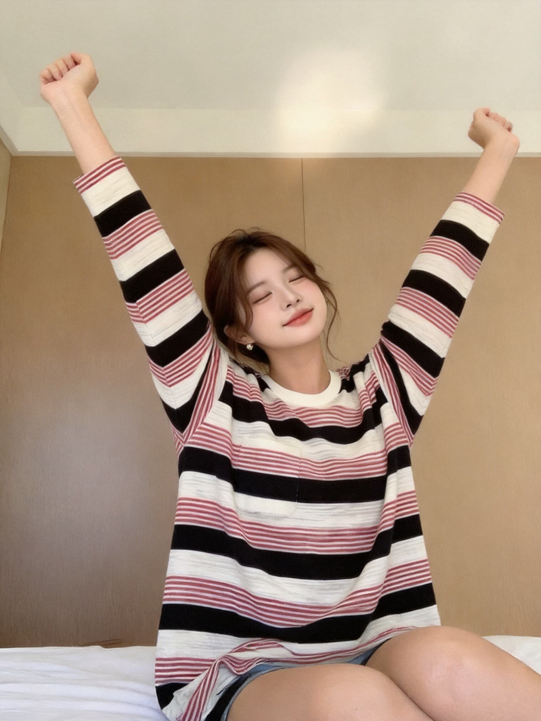 가을 배색 스트라이프 맨위 이미지 5