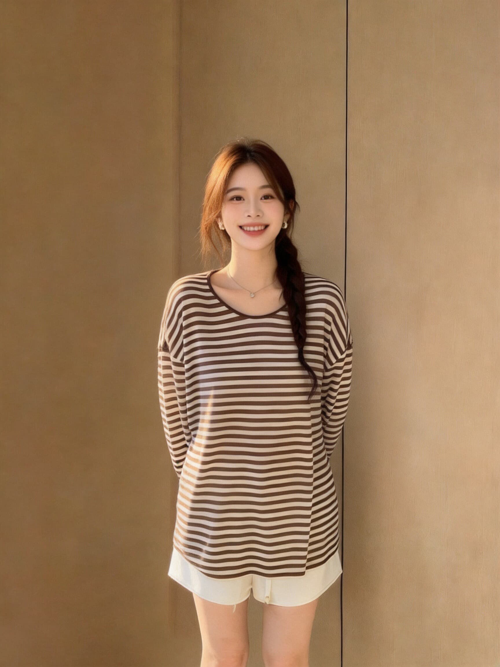 가을 스트라이프 자외선 차단 블라우스 맨위