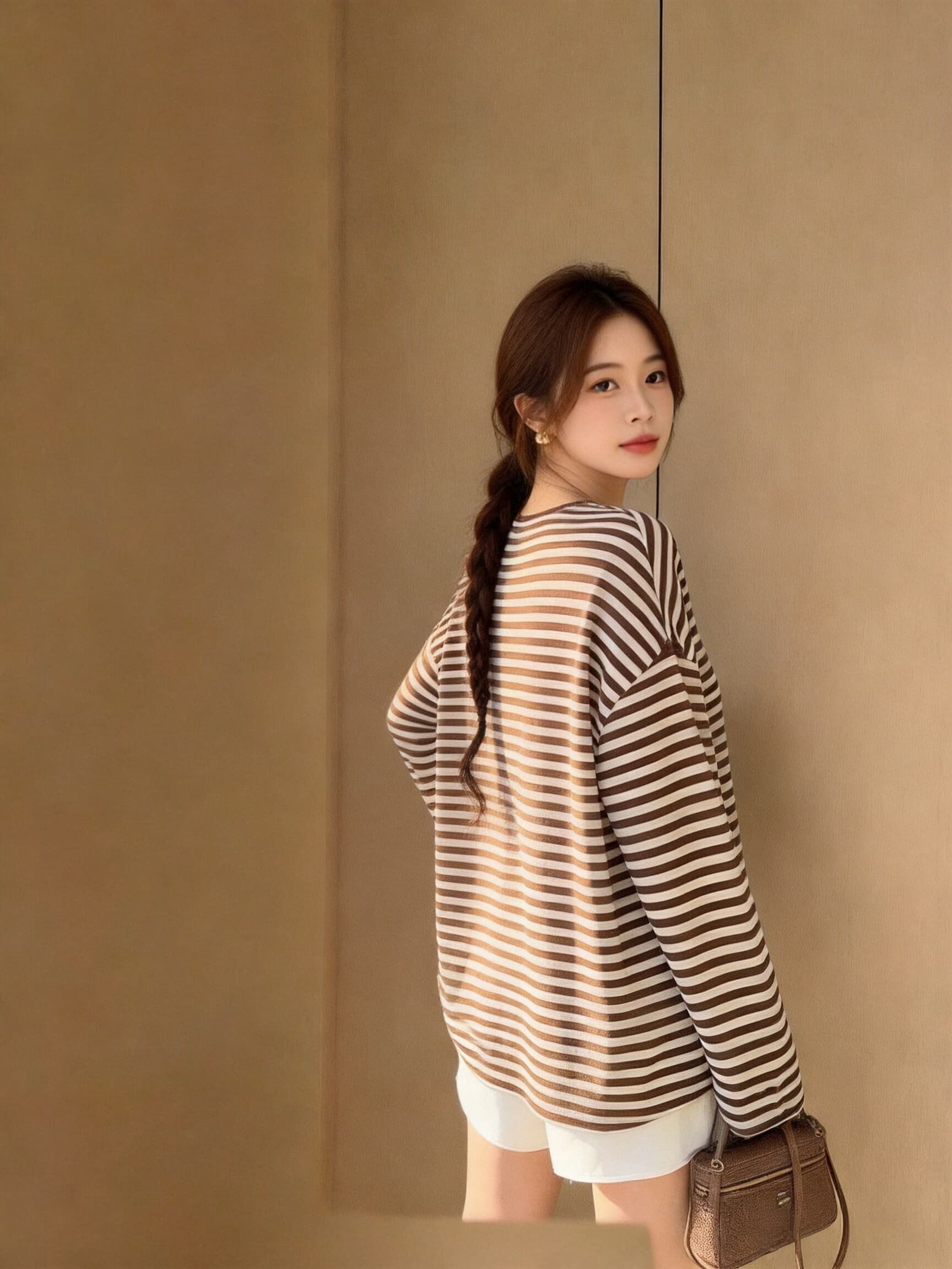 가을 스트라이프 자외선 차단 블라우스 맨위 상세 이미지 6