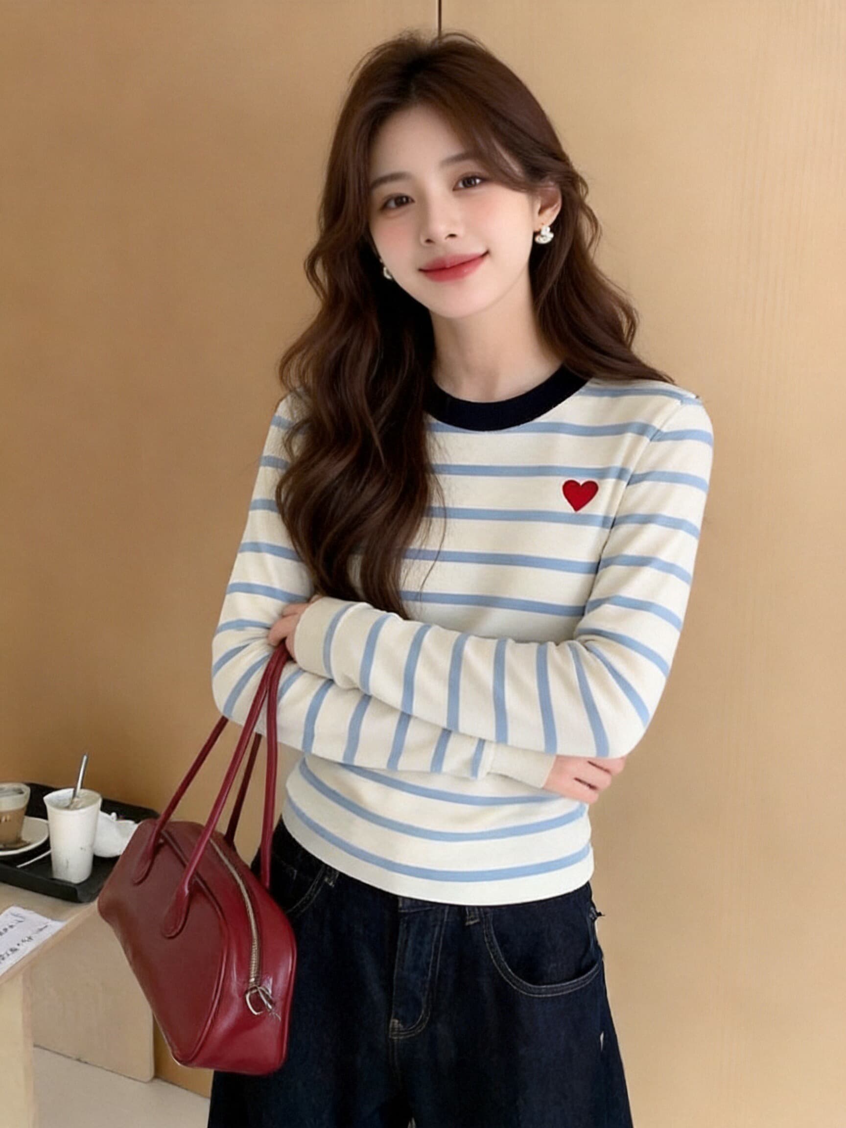 가을 za 배색 스트라이프 맨위 상세 이미지 2
