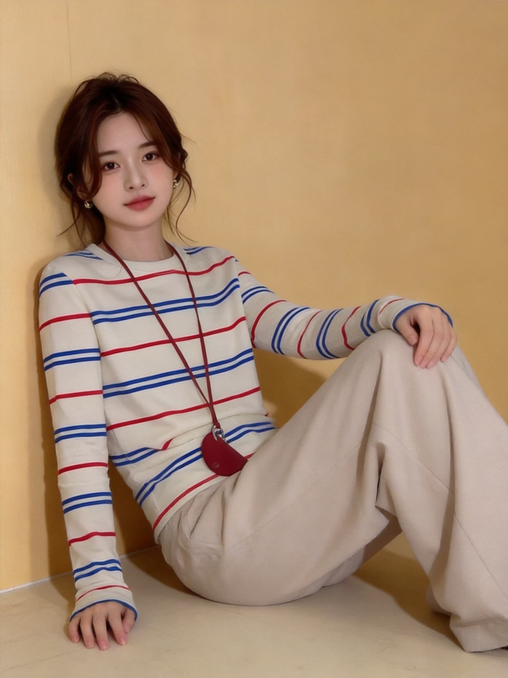 가을 배색 스트라이프 티셔츠 맨위 상세 이미지 2