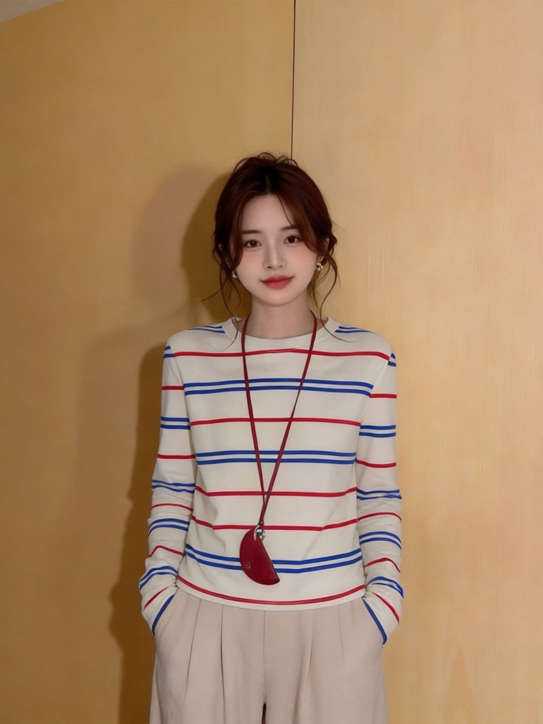 가을 배색 스트라이프 티셔츠 맨위 상세 이미지 3