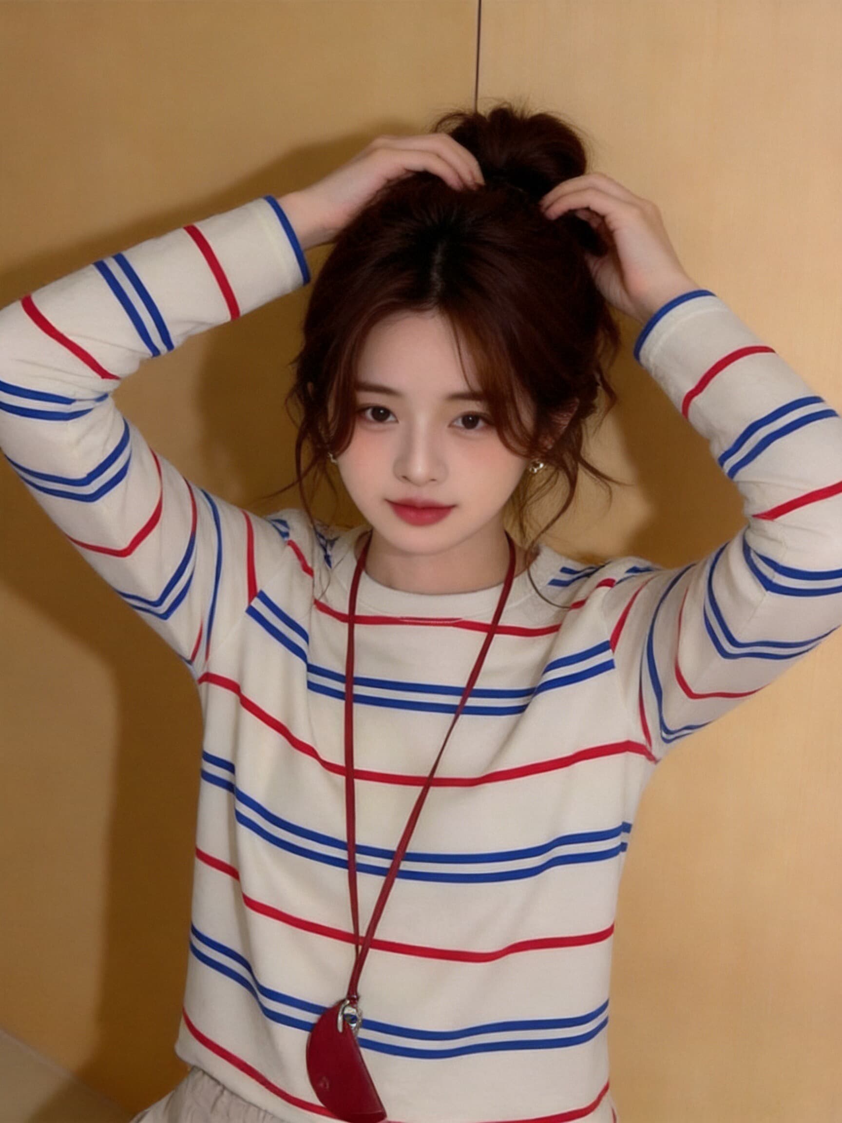 가을 배색 스트라이프 티셔츠 맨위 상세 이미지 6