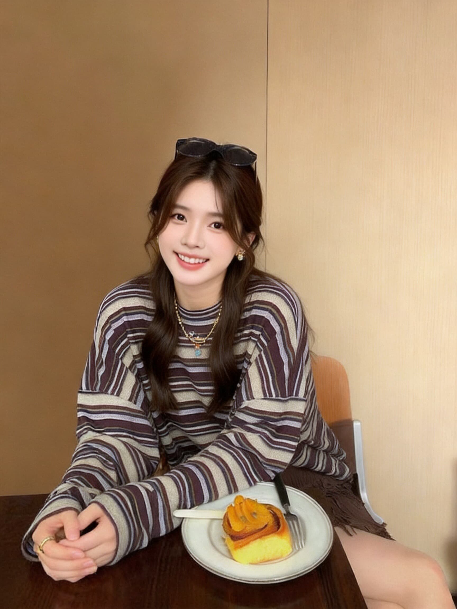 가을 스트라이프 긴팔 티셔츠 여성 이미지 3
