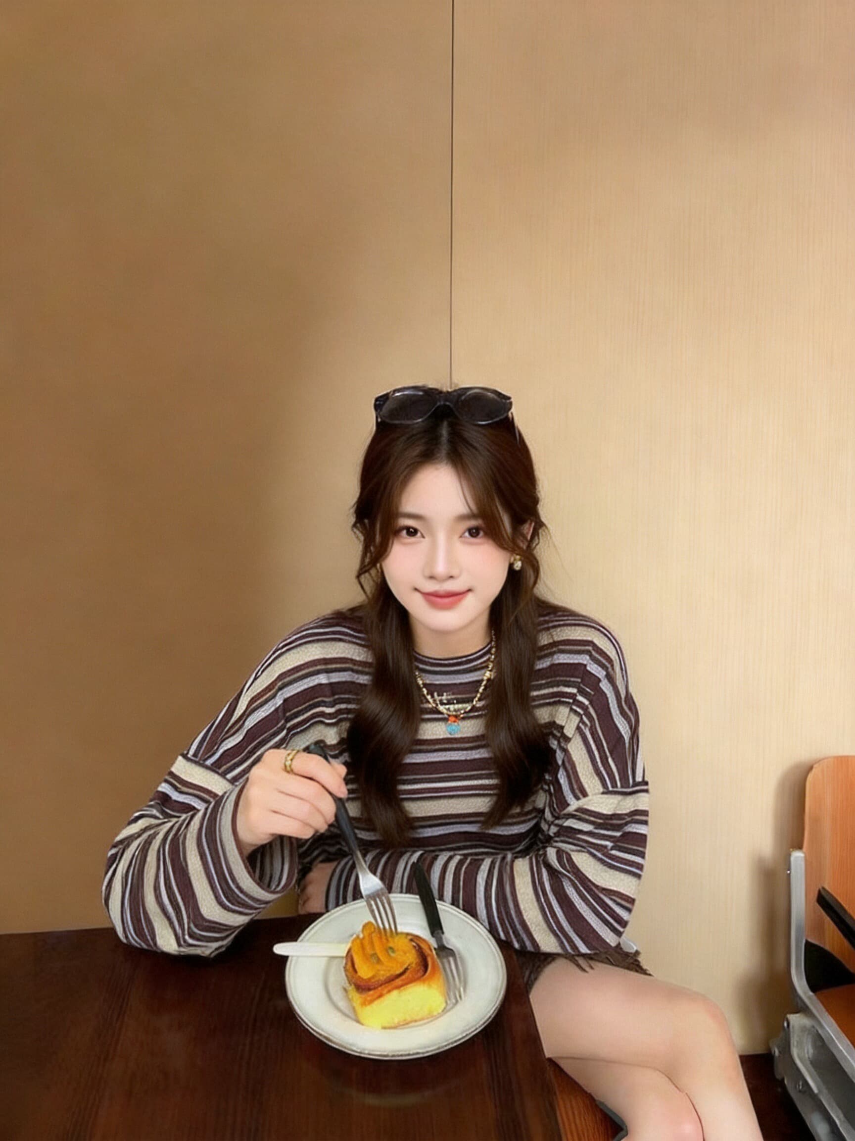 가을 스트라이프 긴팔 티셔츠 여성 상세 이미지 7