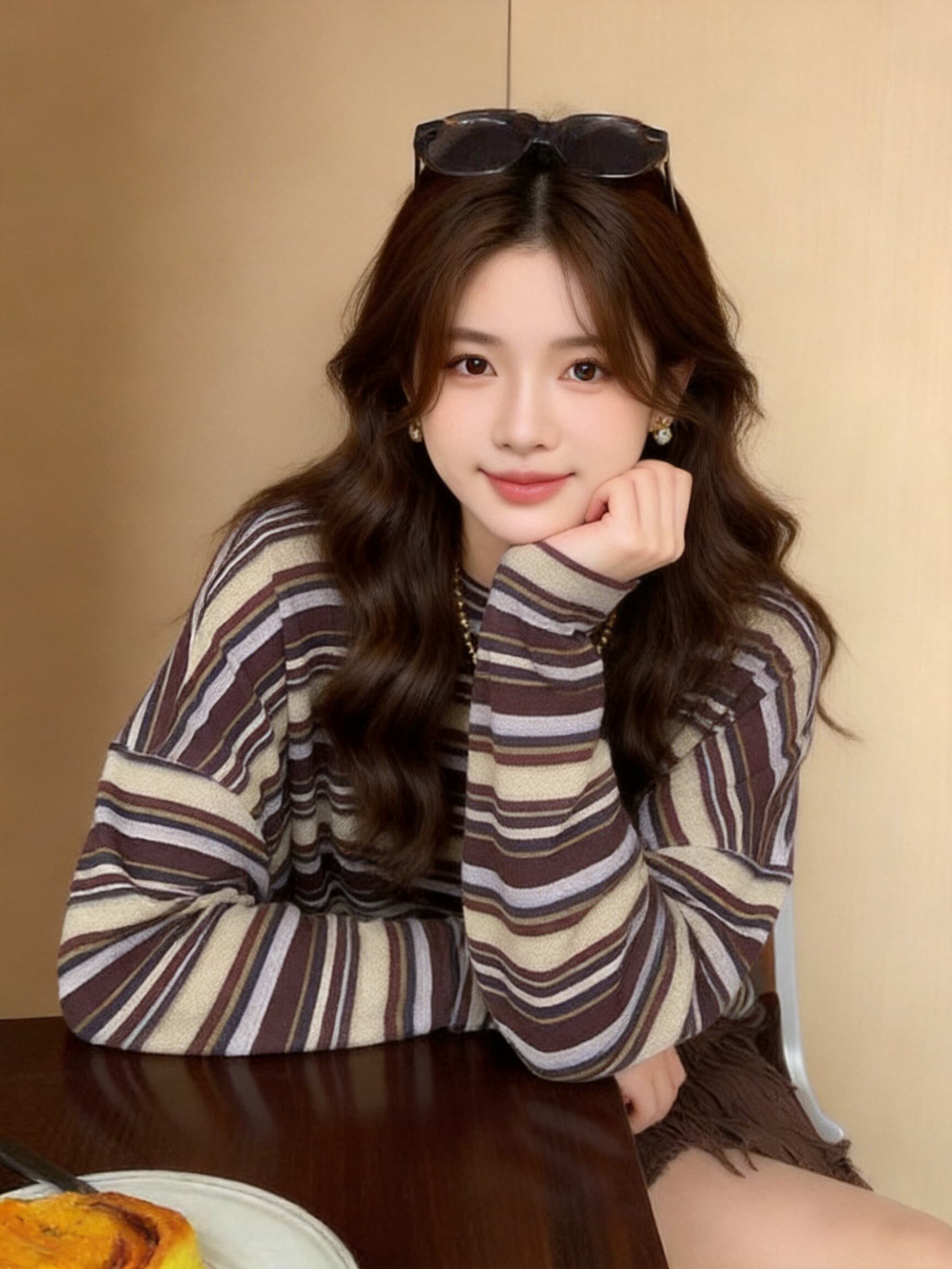 가을 스트라이프 긴팔 티셔츠 여성 상세 이미지 8