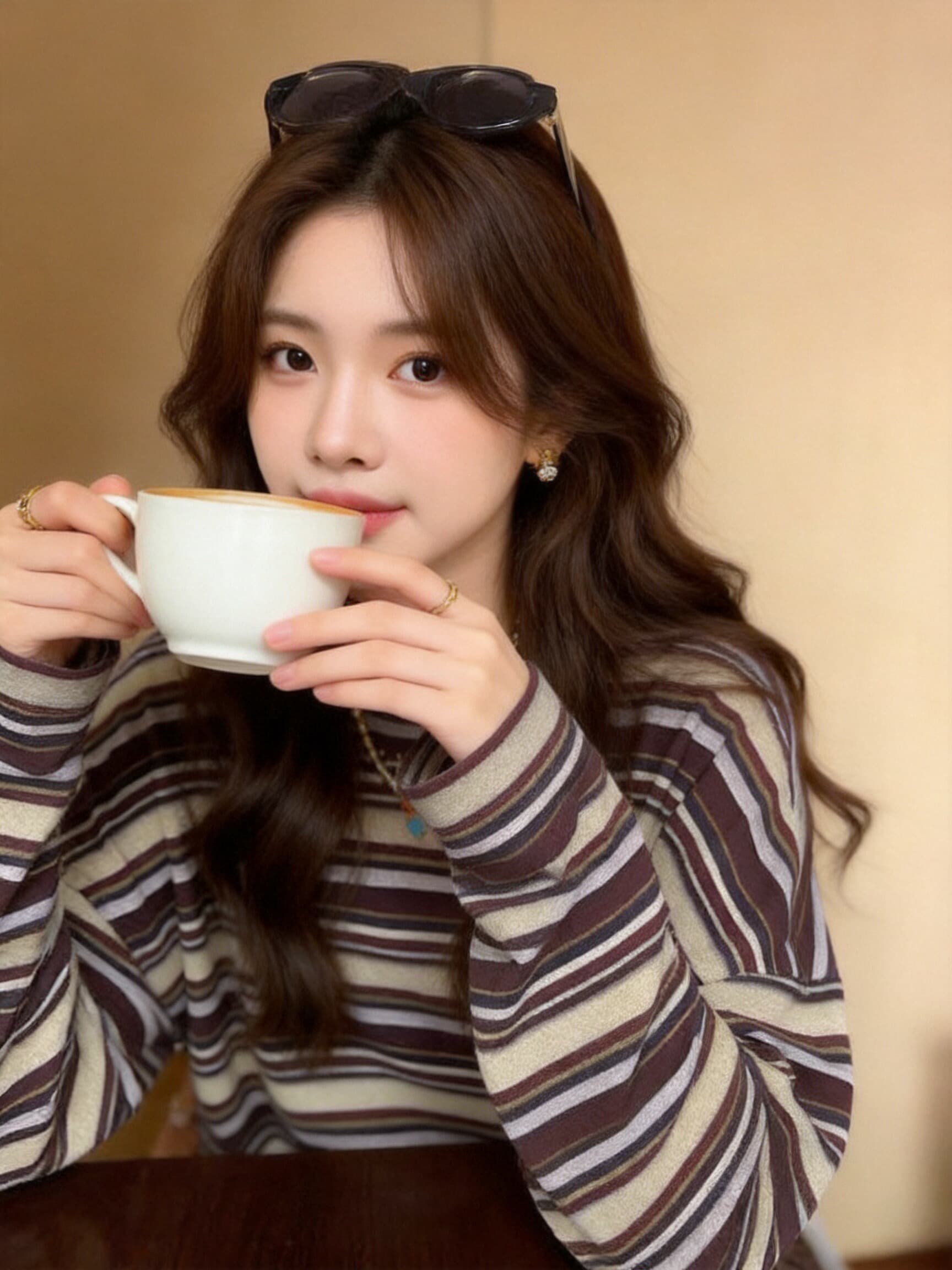 가을 스트라이프 긴팔 티셔츠 여성 상세 이미지 9