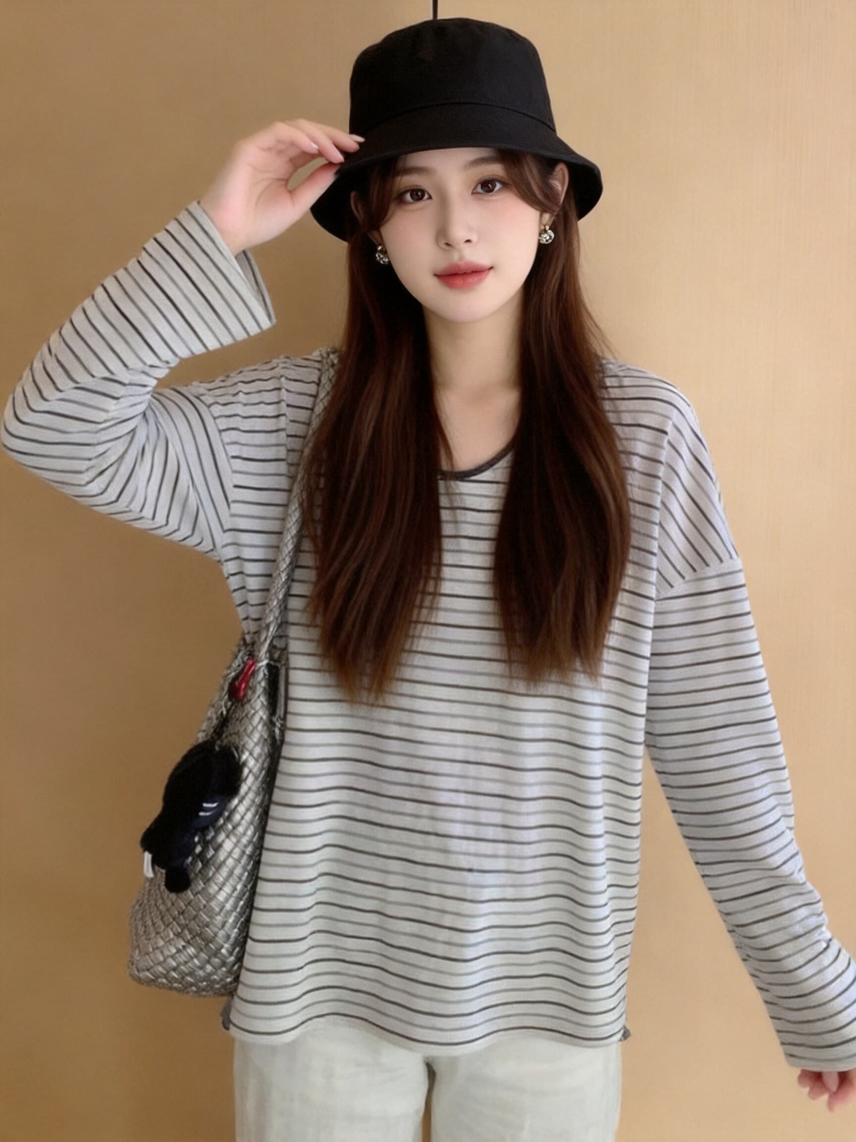 가을 스트라이프 블라우스 맨위 상세 이미지 6