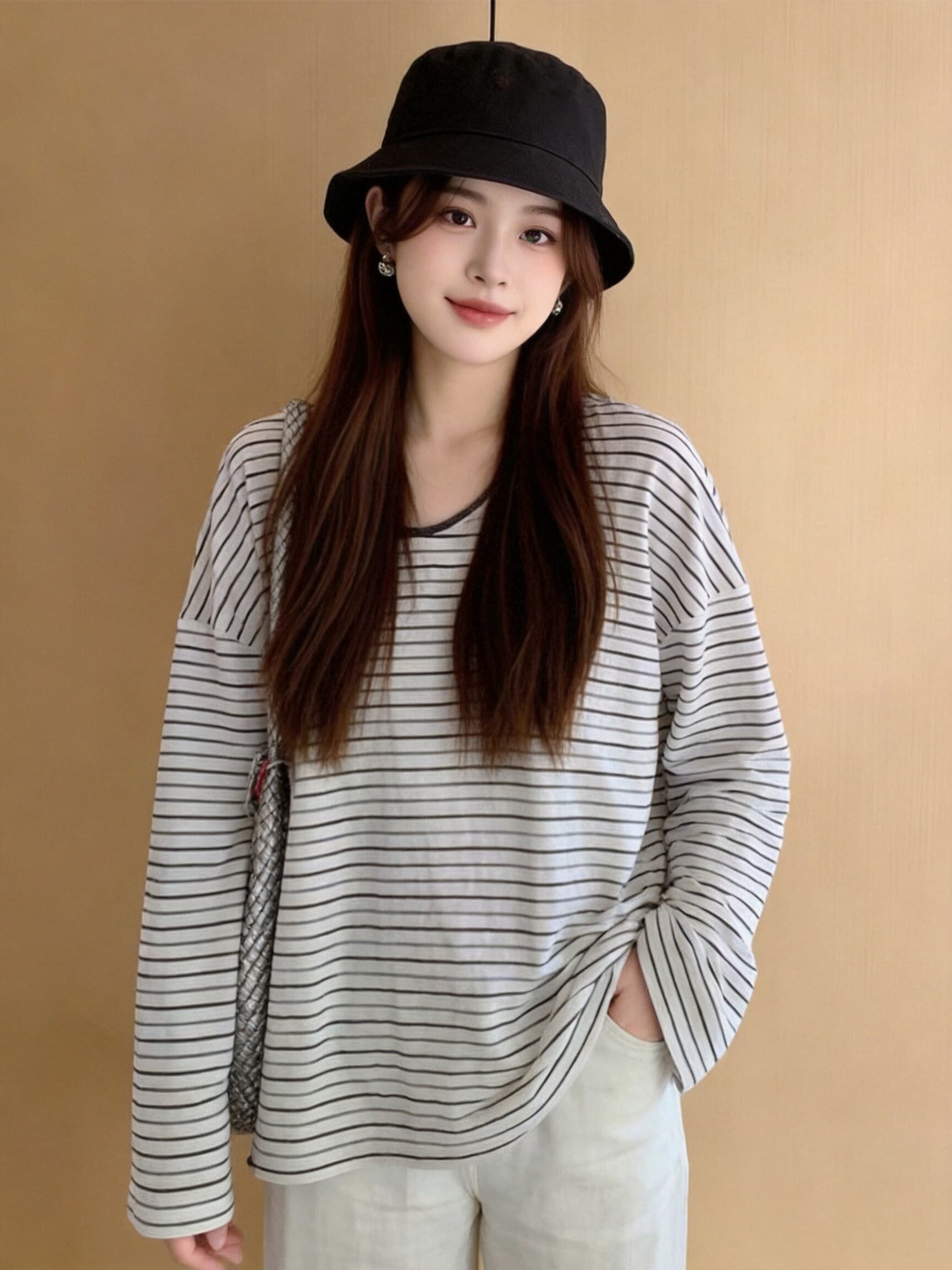 가을 스트라이프 블라우스 맨위 상세 이미지 8