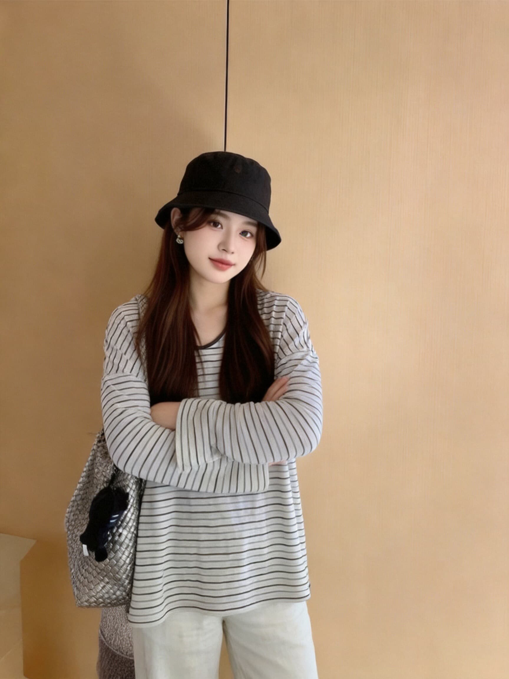 가을 스트라이프 블라우스 맨위 상세 이미지 9