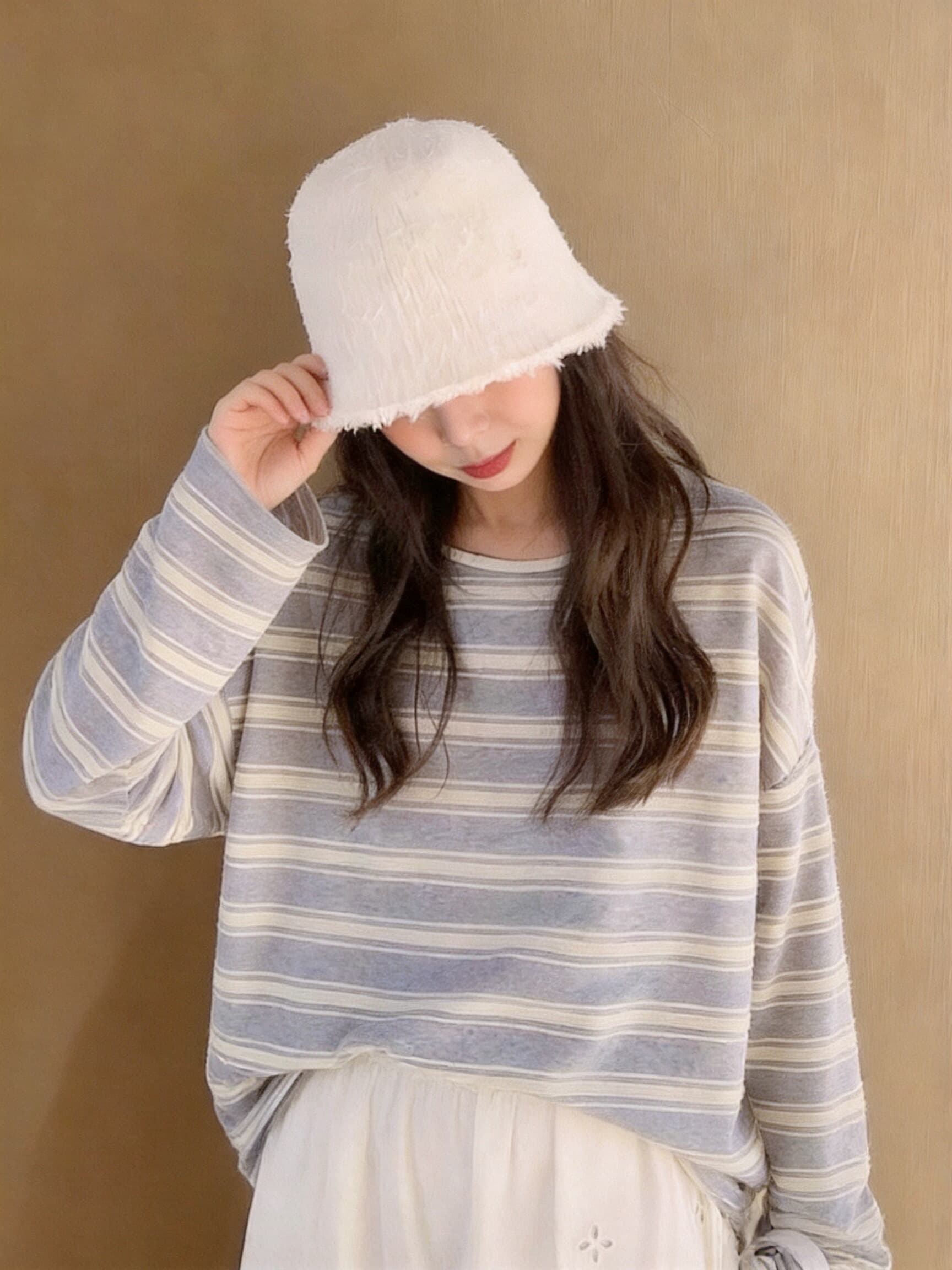 가을 스트라이프 블라우스 느슨함 센스 맨위 이미지 5