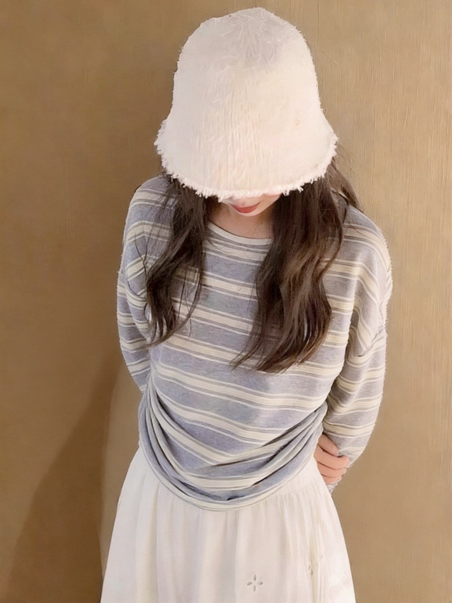 가을 스트라이프 블라우스 느슨함 센스 맨위 상세 이미지 3