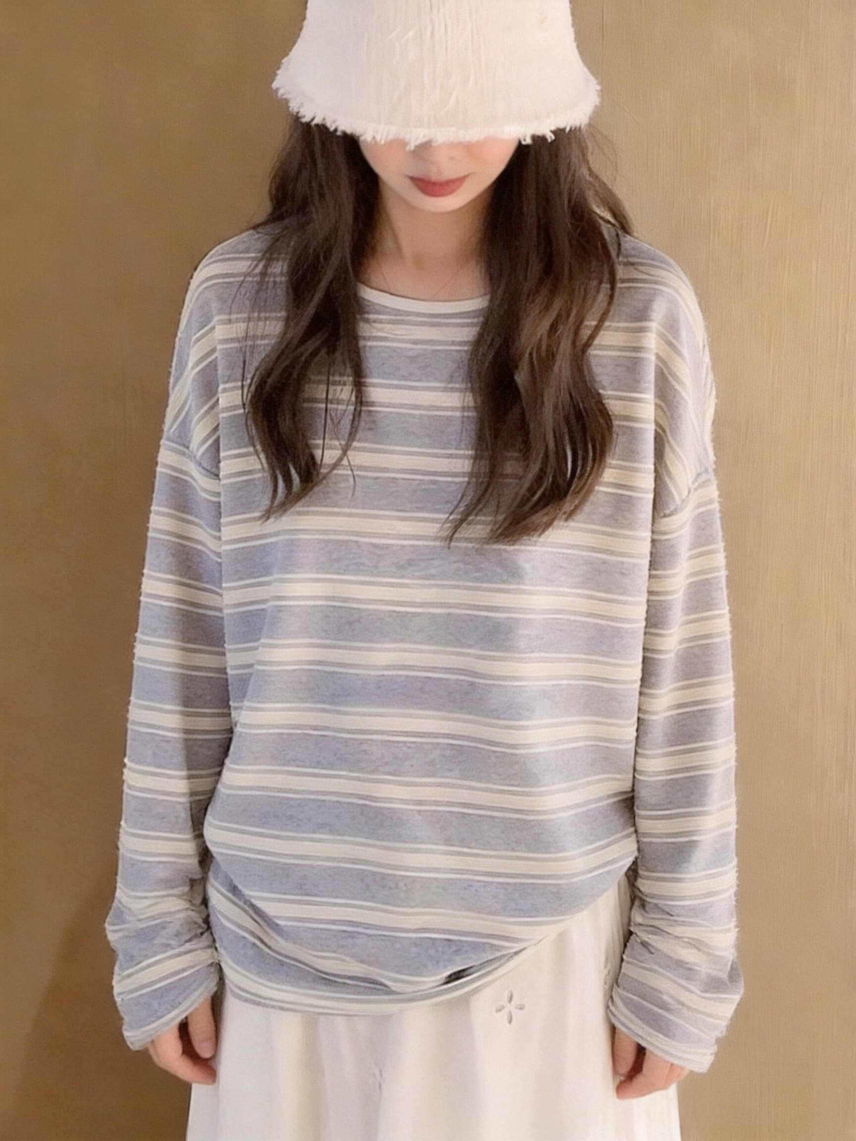 가을 스트라이프 블라우스 느슨함 센스 맨위 상세 이미지 6