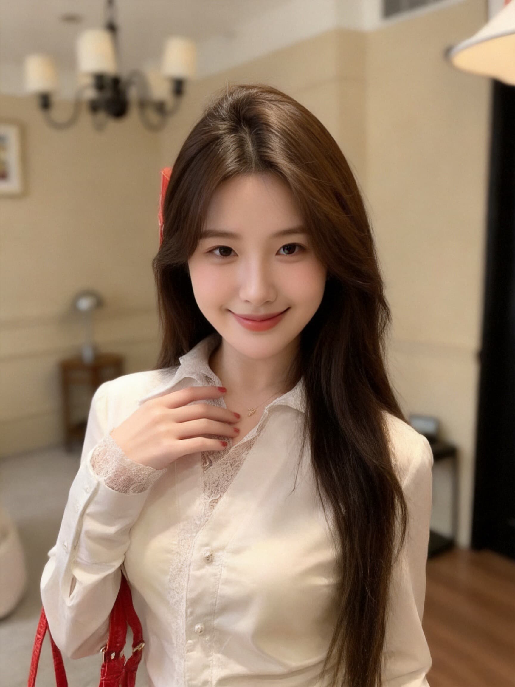 가을 레이스 레이스 허리 수축 맨위 여성 상세 이미지 5