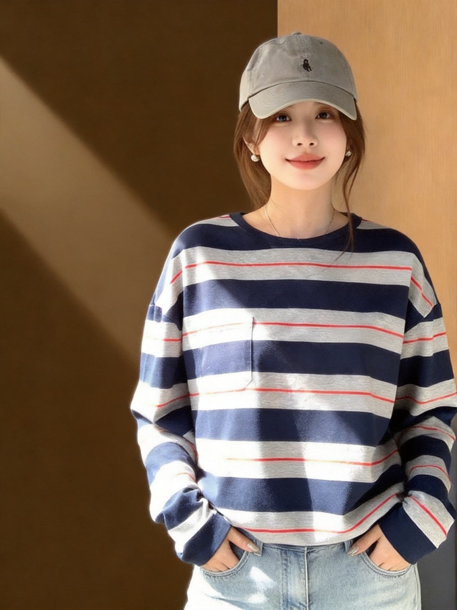 가을 클래식 스트라이프 맨위 이미지 2