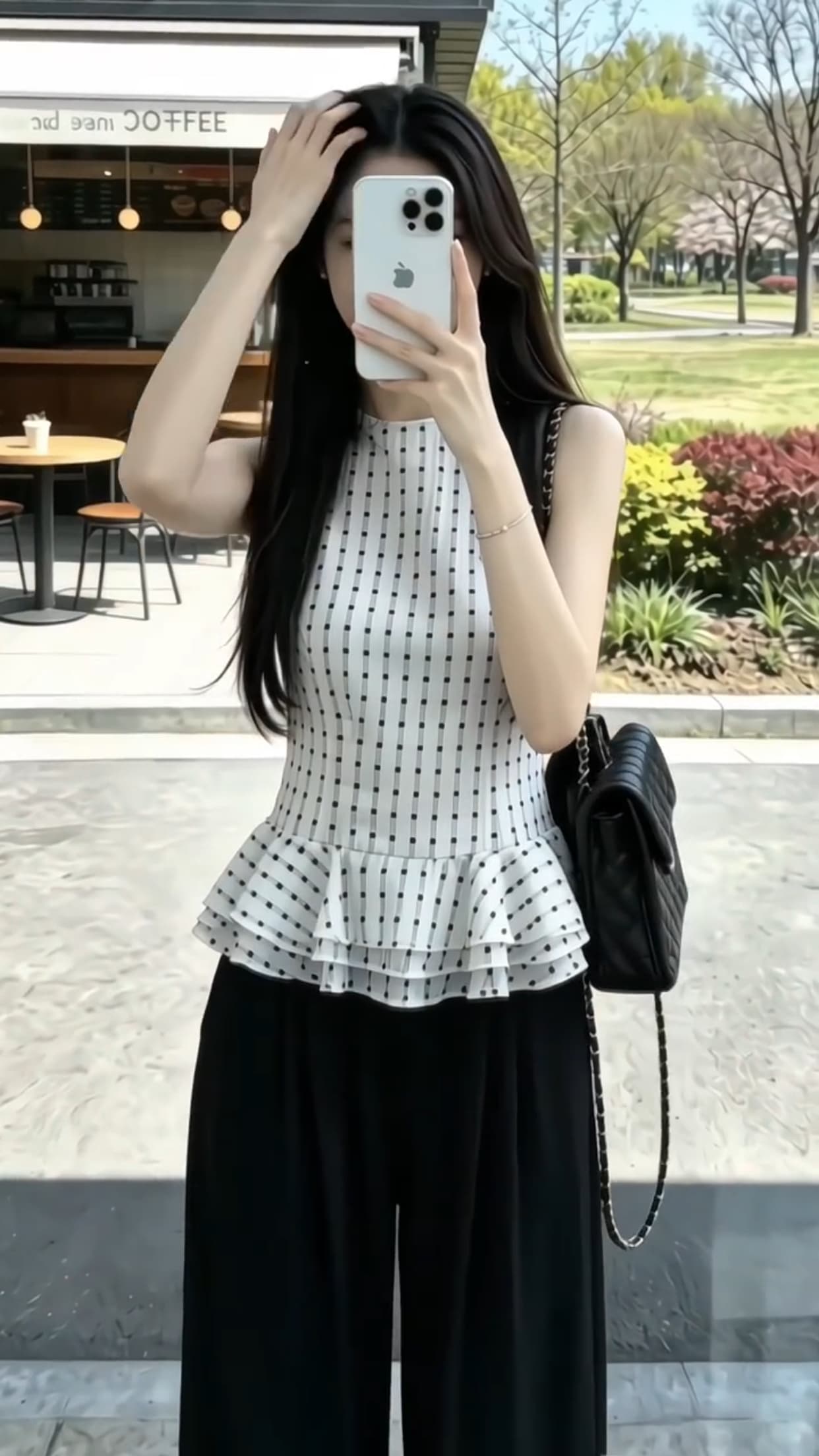 프릴 체크무늬 조끼 맨위 이미지 4