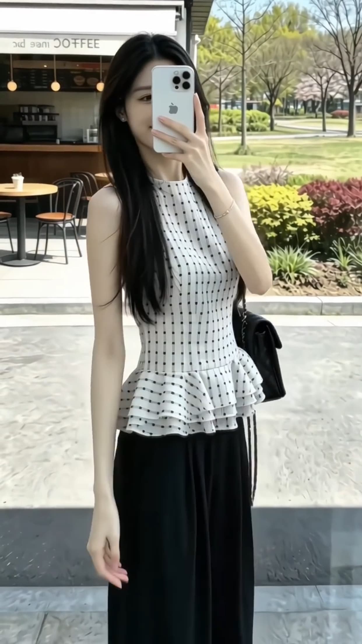 프릴 체크무늬 조끼 맨위 이미지 5