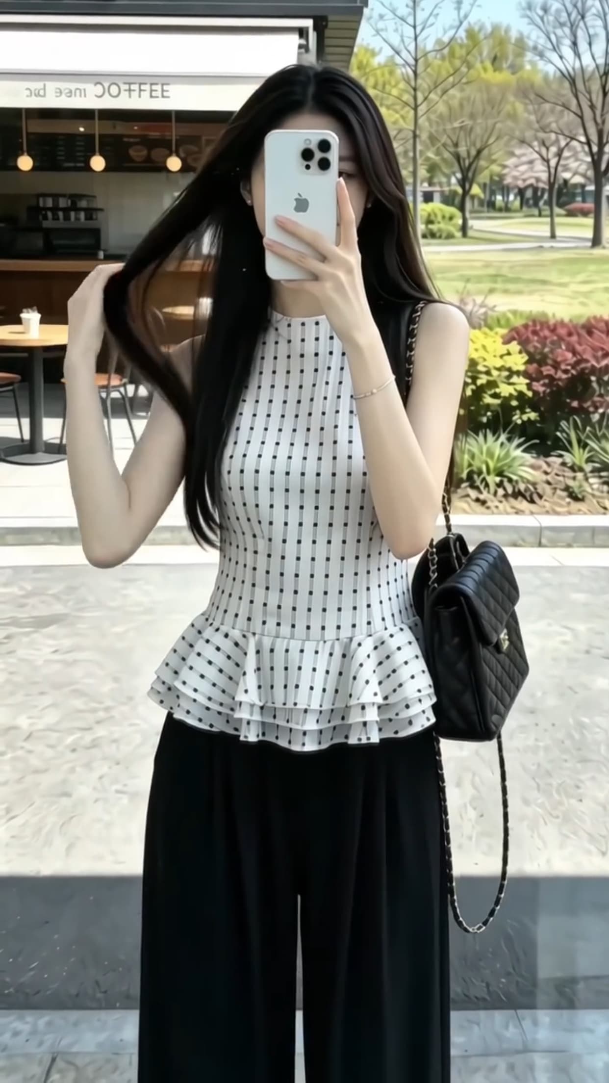프릴 체크무늬 조끼 맨위 상세 이미지 3