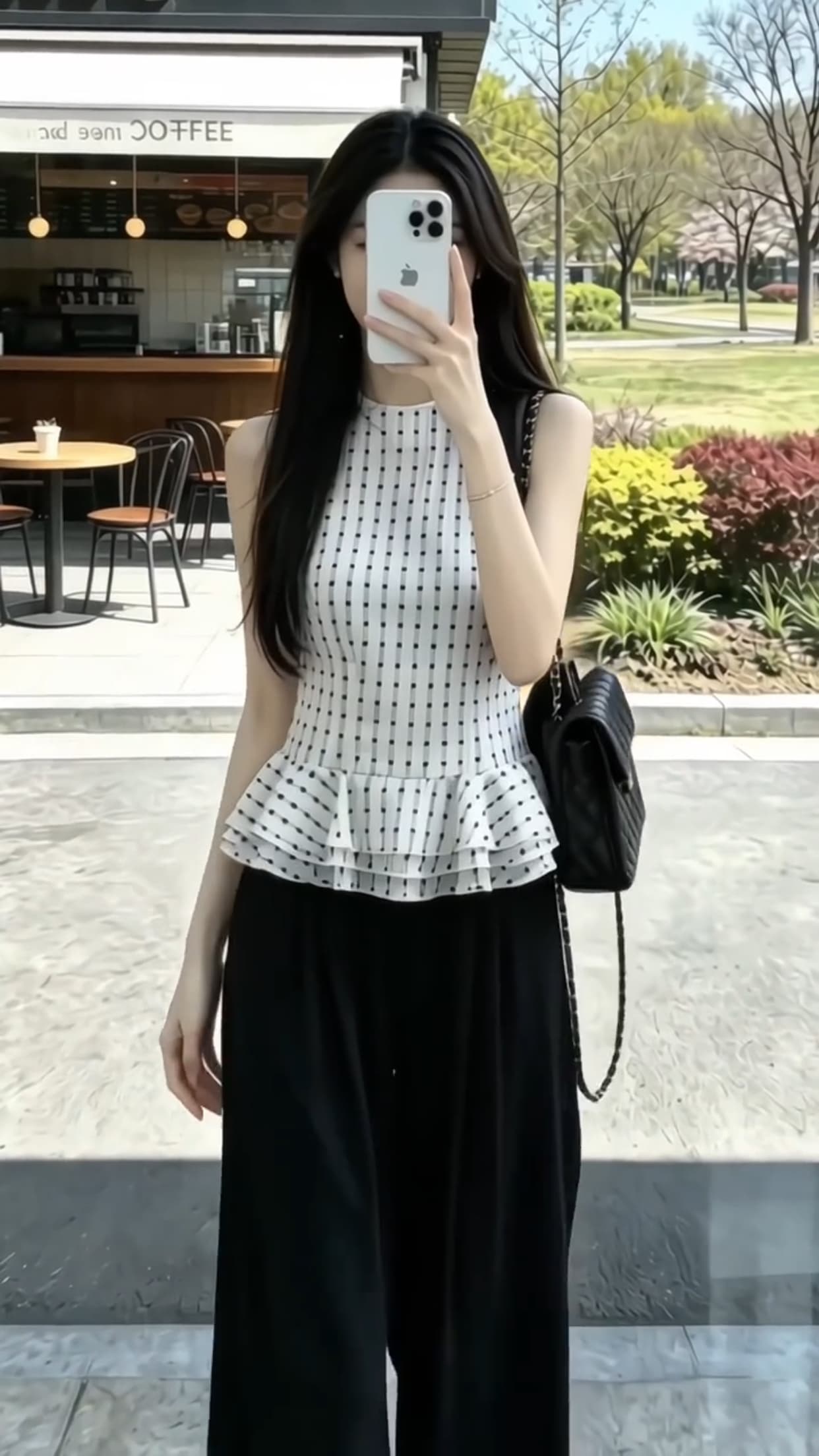 프릴 체크무늬 조끼 맨위 상세 이미지 5