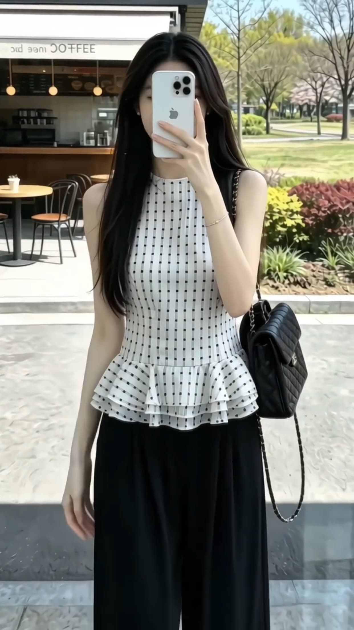 프릴 체크무늬 조끼 맨위 상세 이미지 6